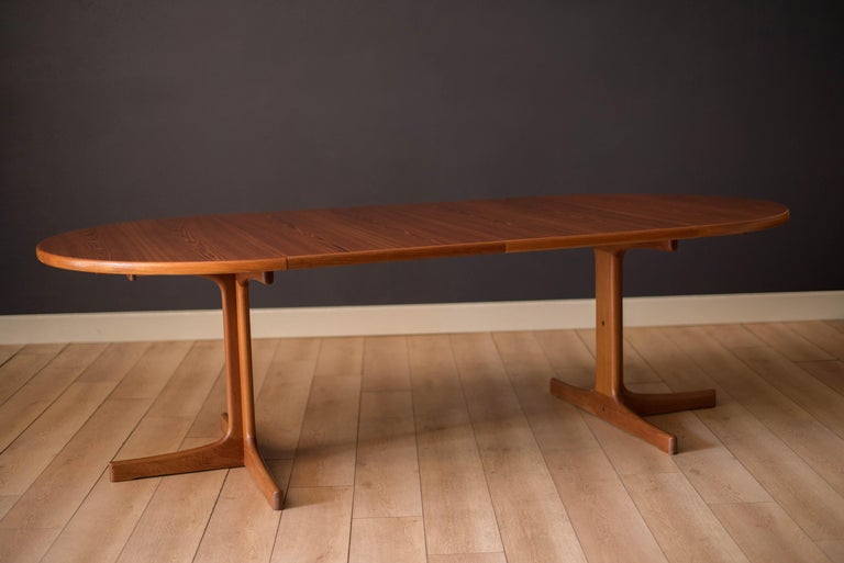 Swedish Mid Century Modern Round Teak Pedestal Dining Table by Karl-Erik Ekselius For Sale