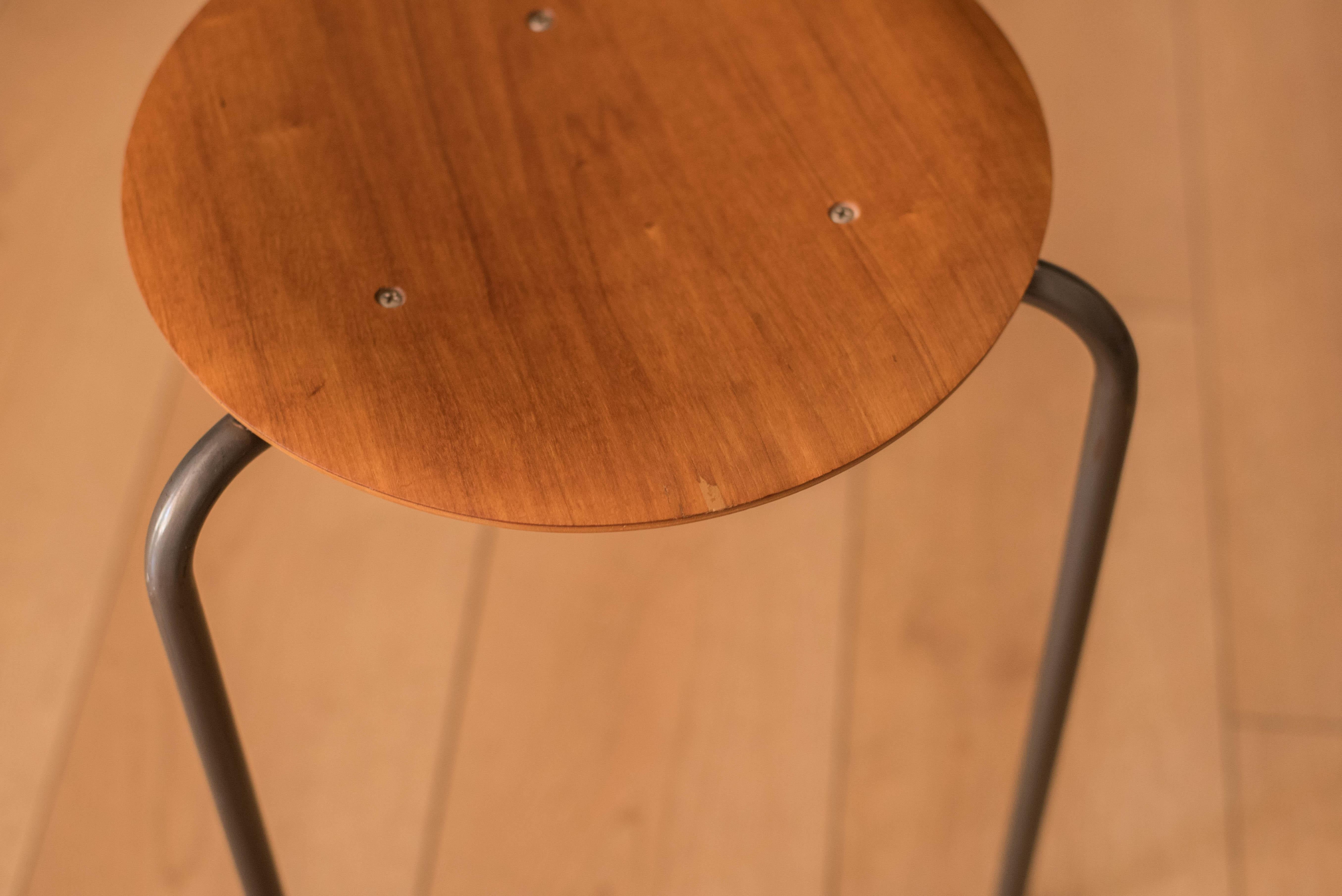 MidCentury Modern Round Teak Stacking Stool End Table For Sale at 1stDibs