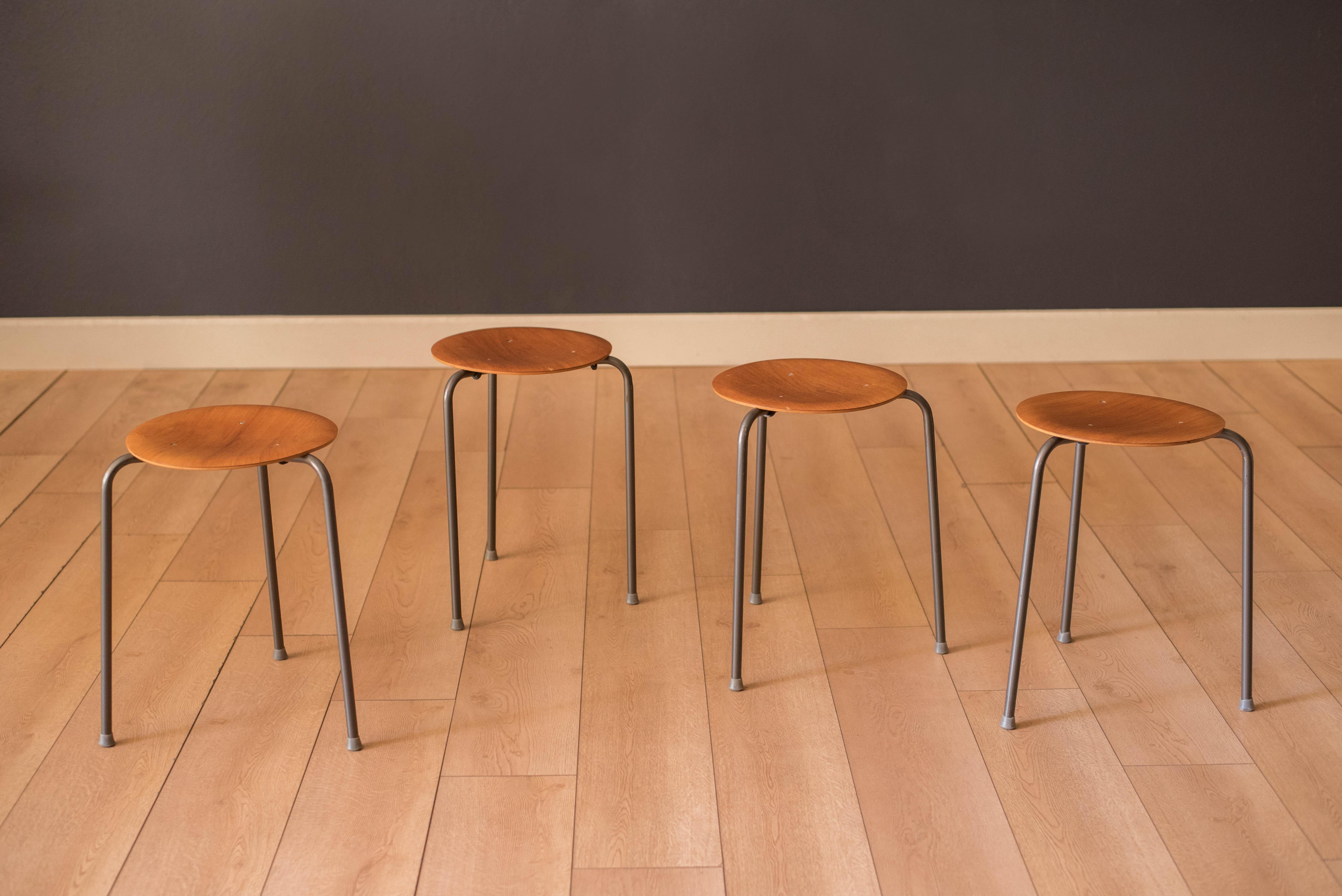 Scandinavian Modern Mid-Century Modern Round Teak Stacking Stool End Table For Sale