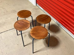 Mid Century Modern Round Teak Stacking Stools End Tables - Set of 4