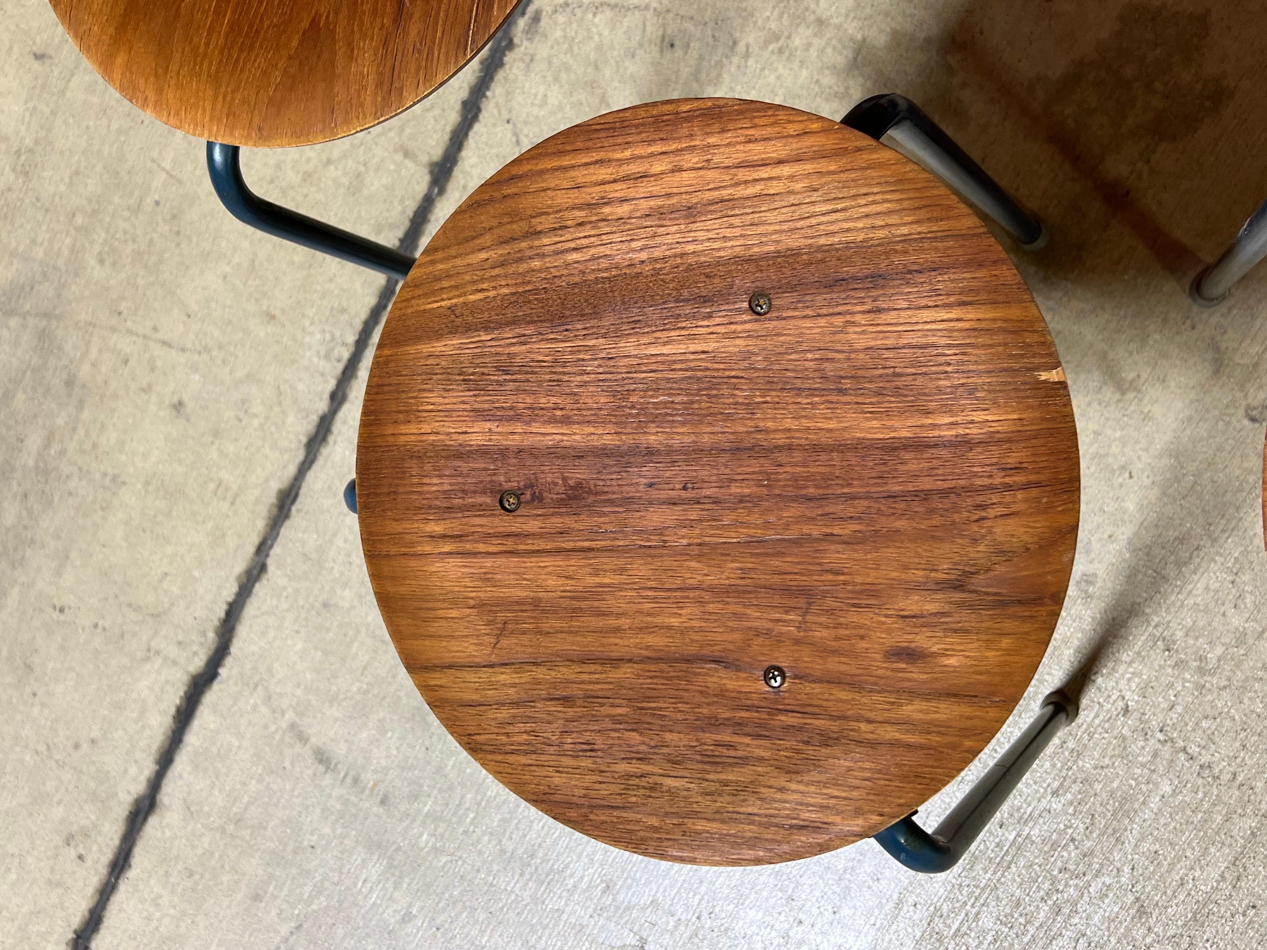 Mid-20th Century Mid Century Modern Round Teak Stacking Stools End Tables - Set of 4