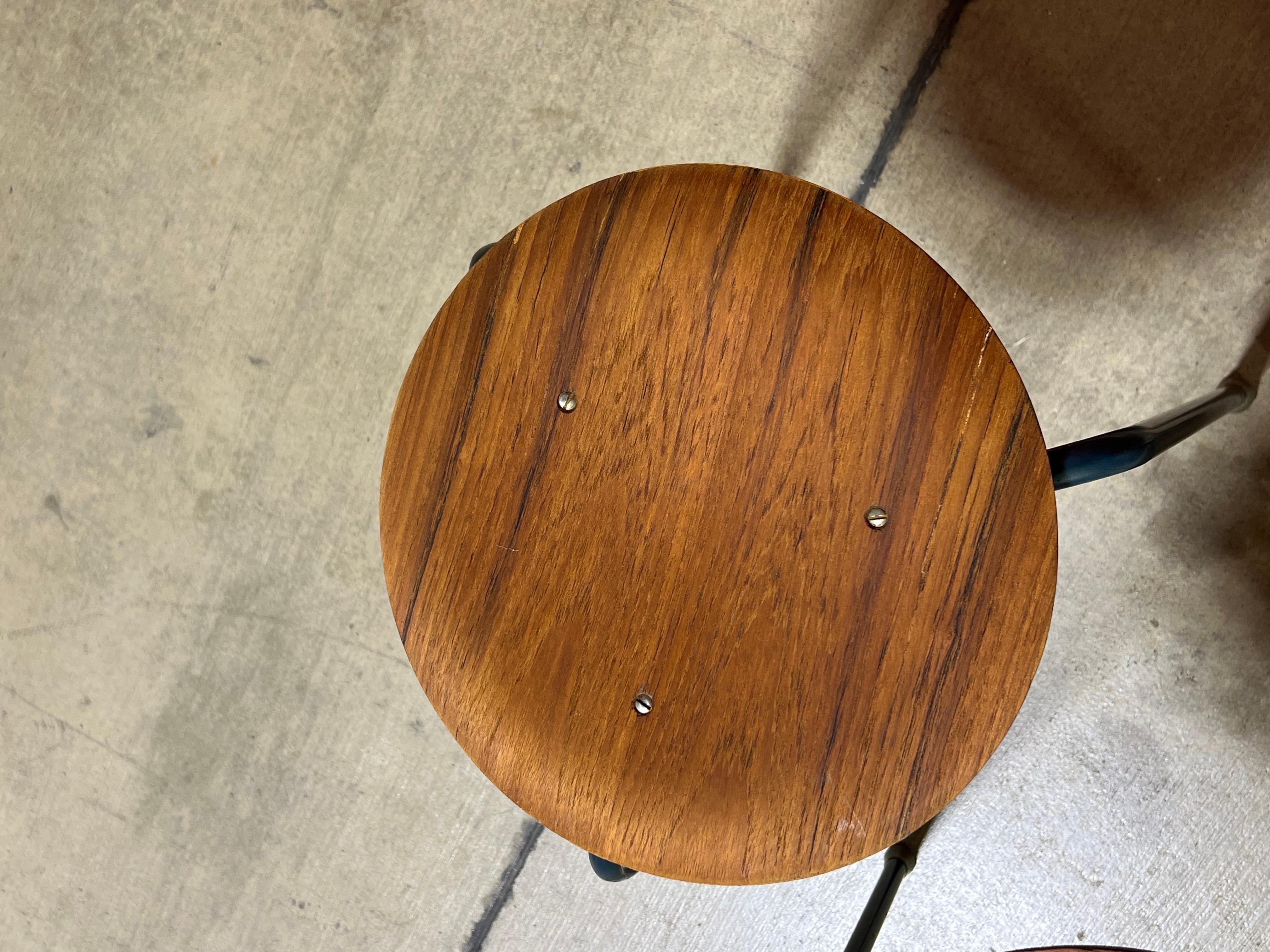 Mid Century Modern Round Teak Stacking Stools End Tables - Set of 4 1