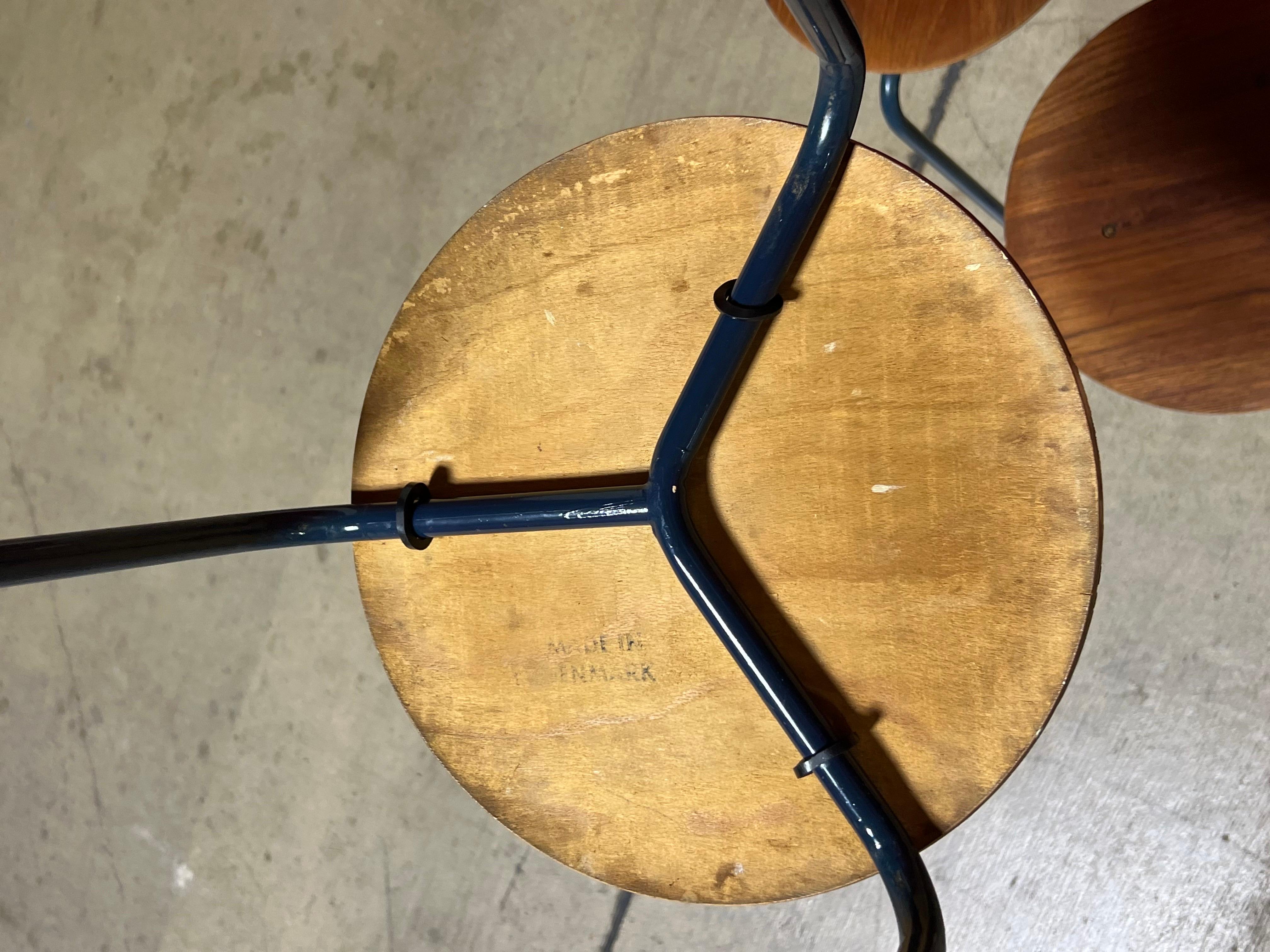 Mid Century Modern Round Teak Stacking Stools End Tables - Set of 4 3