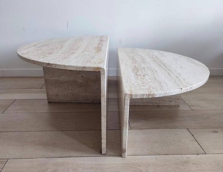 Mid-Century Modern Round Travertine Coffee Table for Up&Up, Italy
