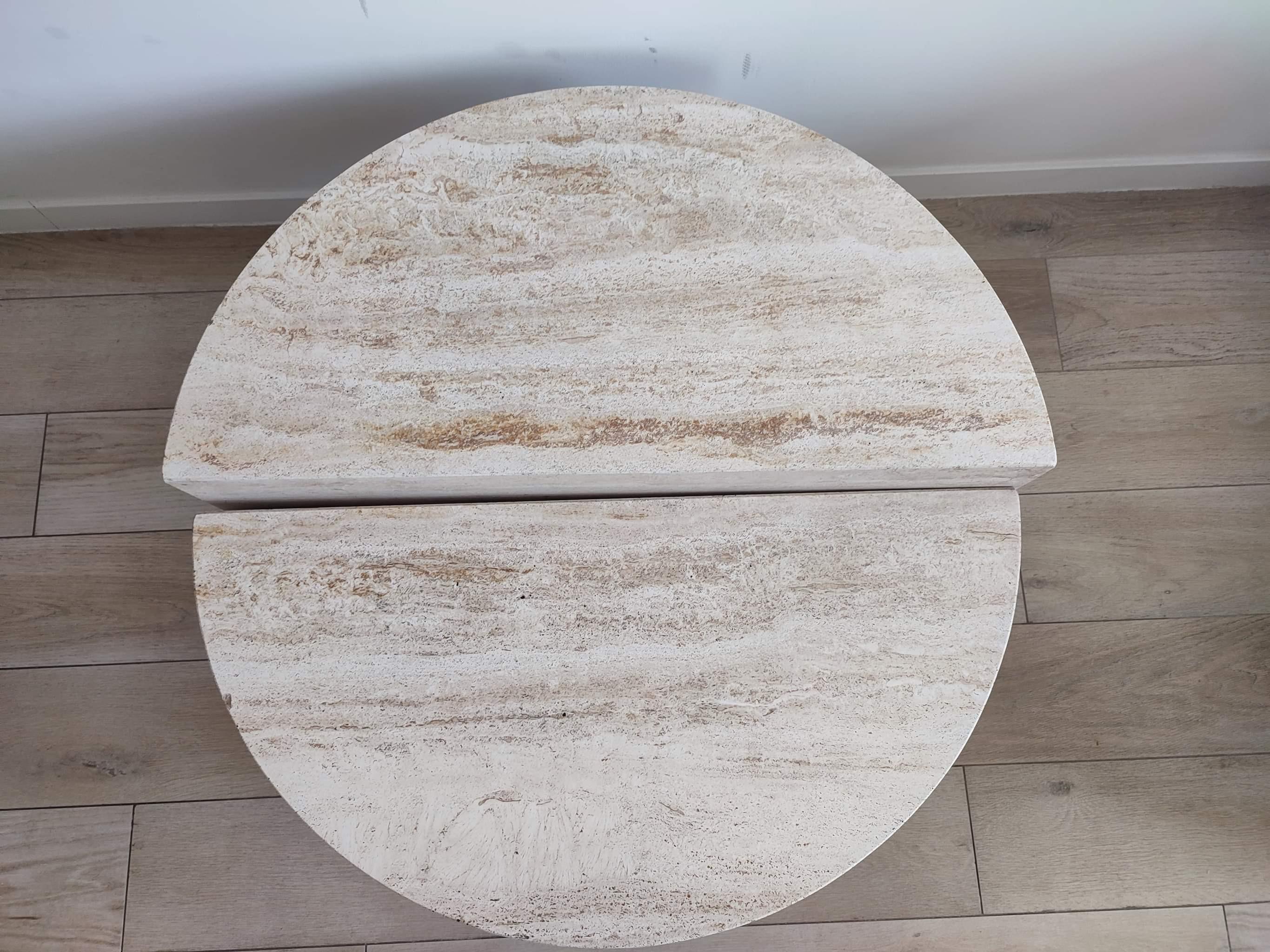 Mid-Century Modern Round Travertine Coffee Table for Up&Up, Italy, 1970s In Good Condition In Brussels, BE