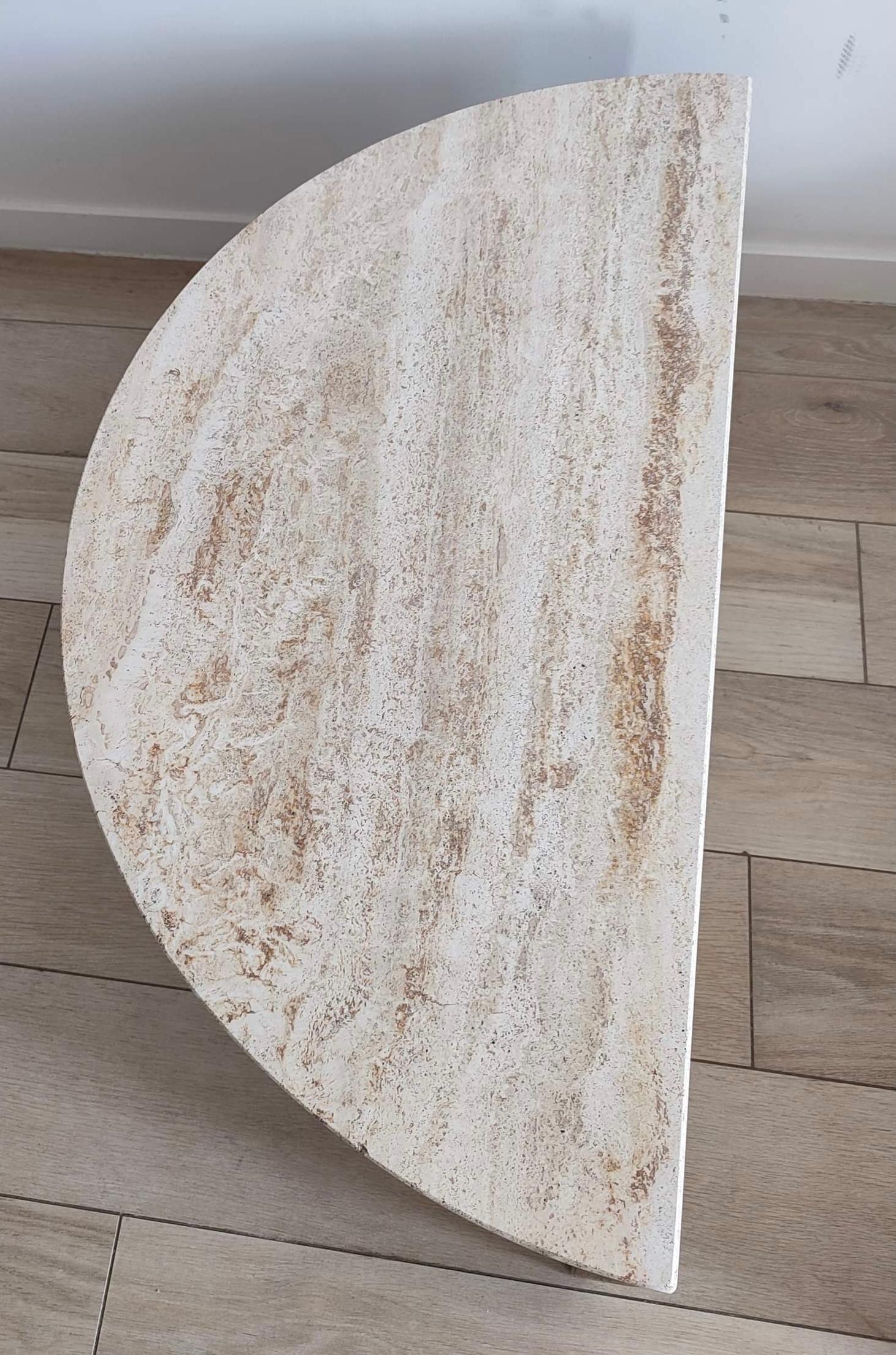 Mid-Century Modern Round Travertine Coffee Table for Up&Up, Italy, 1970s 4