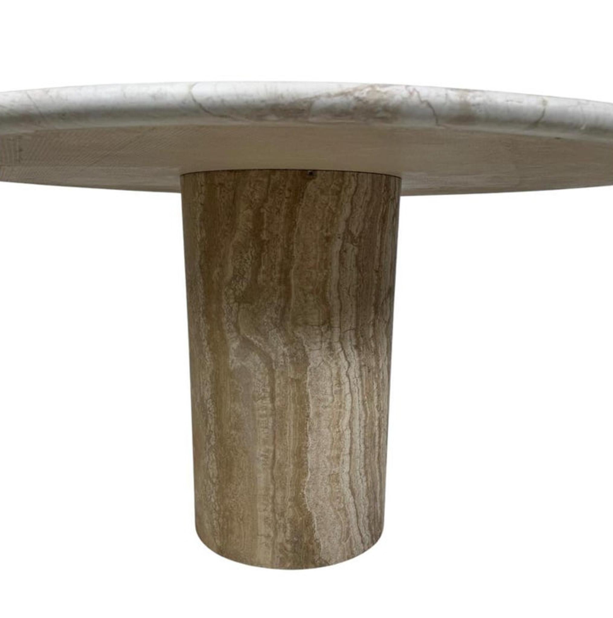 Italian Mid-Century Modern Round Travertine Dining Table, 1970s For Sale