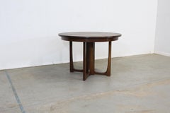 Mid-Century Modern Round Walnut Brasilia Dining Table w Sculpted Base
