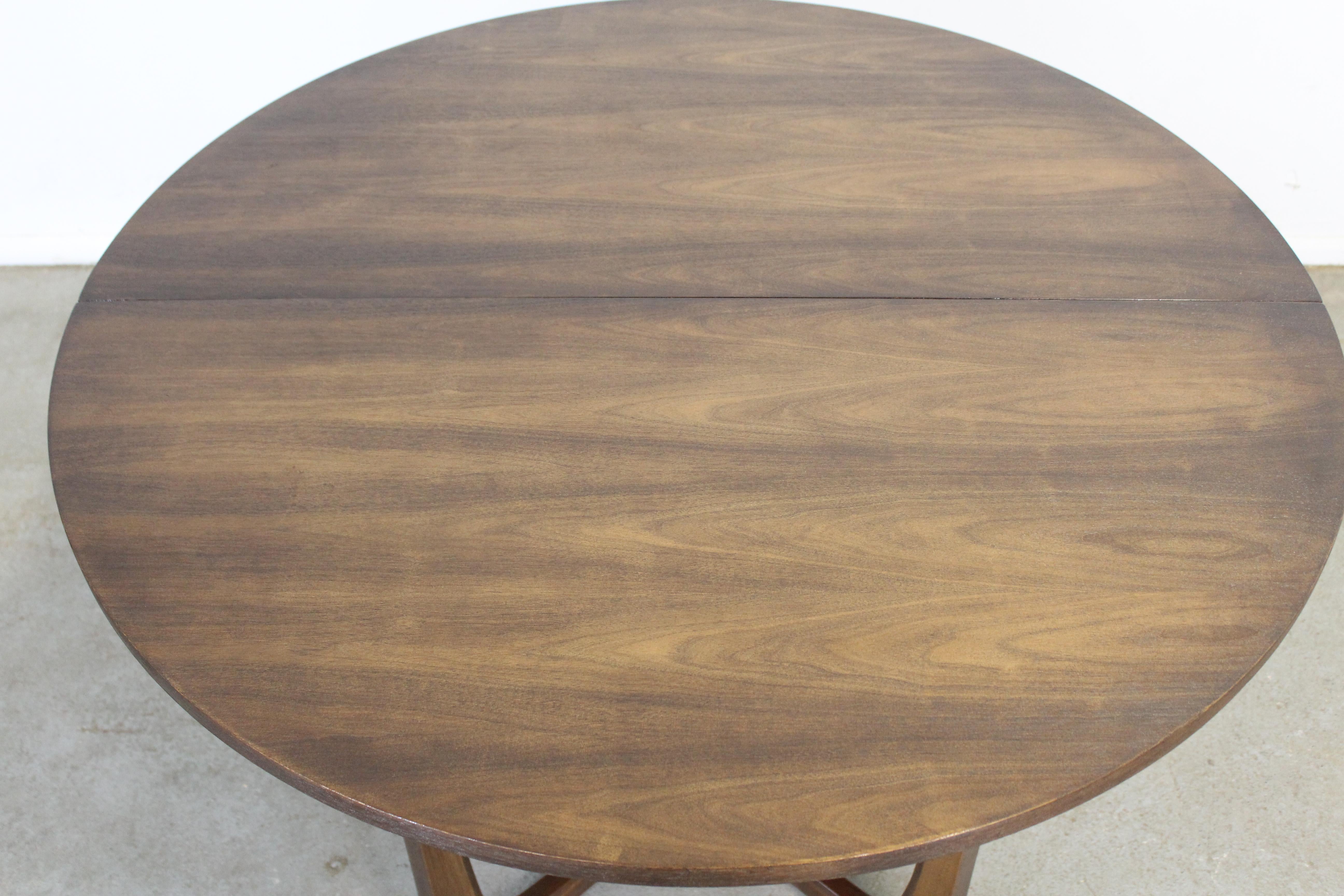 Mid-Century Modern Round Walnut Brasilia Dining Table w Sculpted Base 1