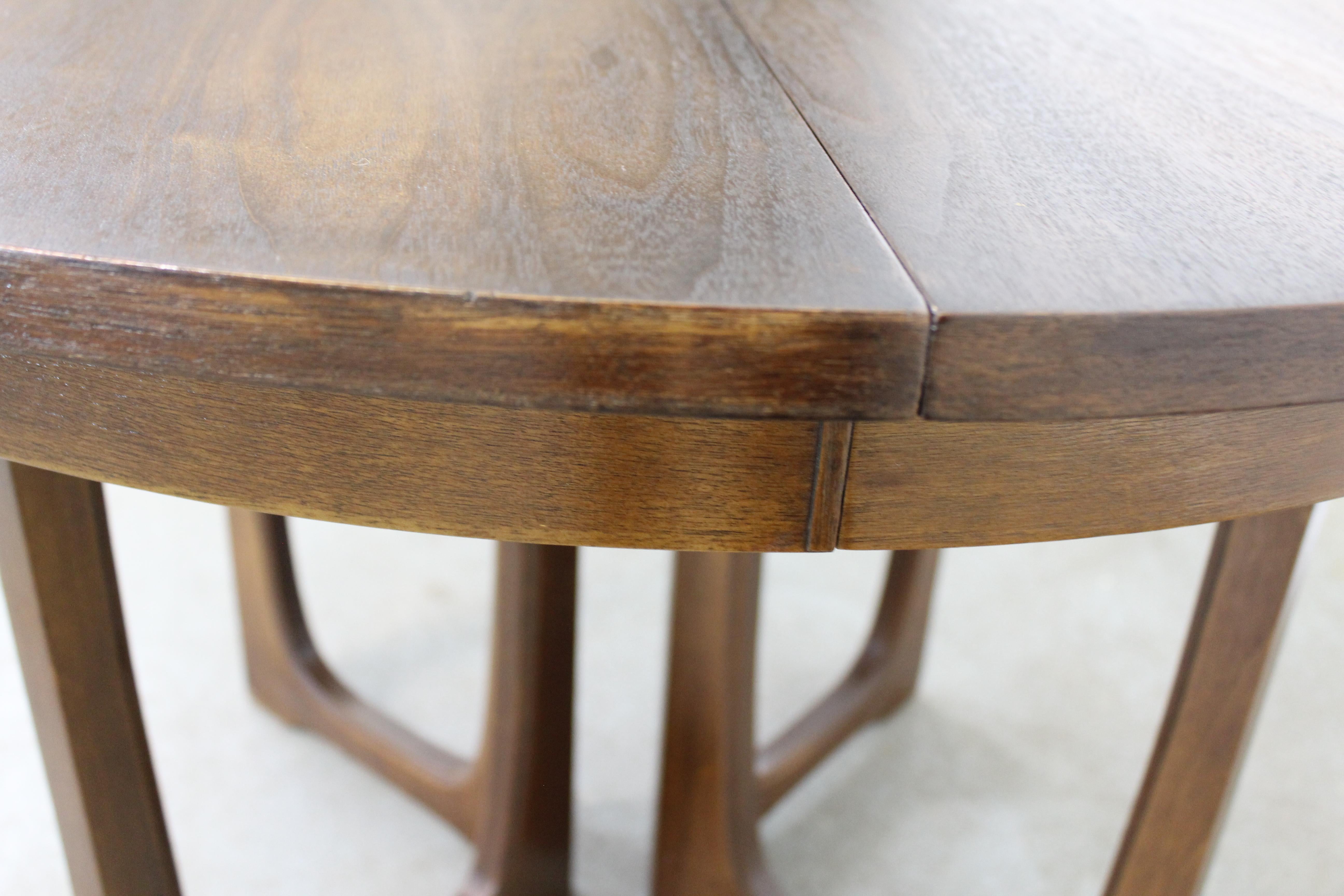 Mid-Century Modern Round Walnut Brasilia Dining Table w Sculpted Base 4