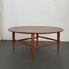 Mid-Century Modern Round Walnut Coffee Table By Lane "Copenhagen"