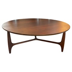 Mid-Century Modern Round Walnut Coffee Table