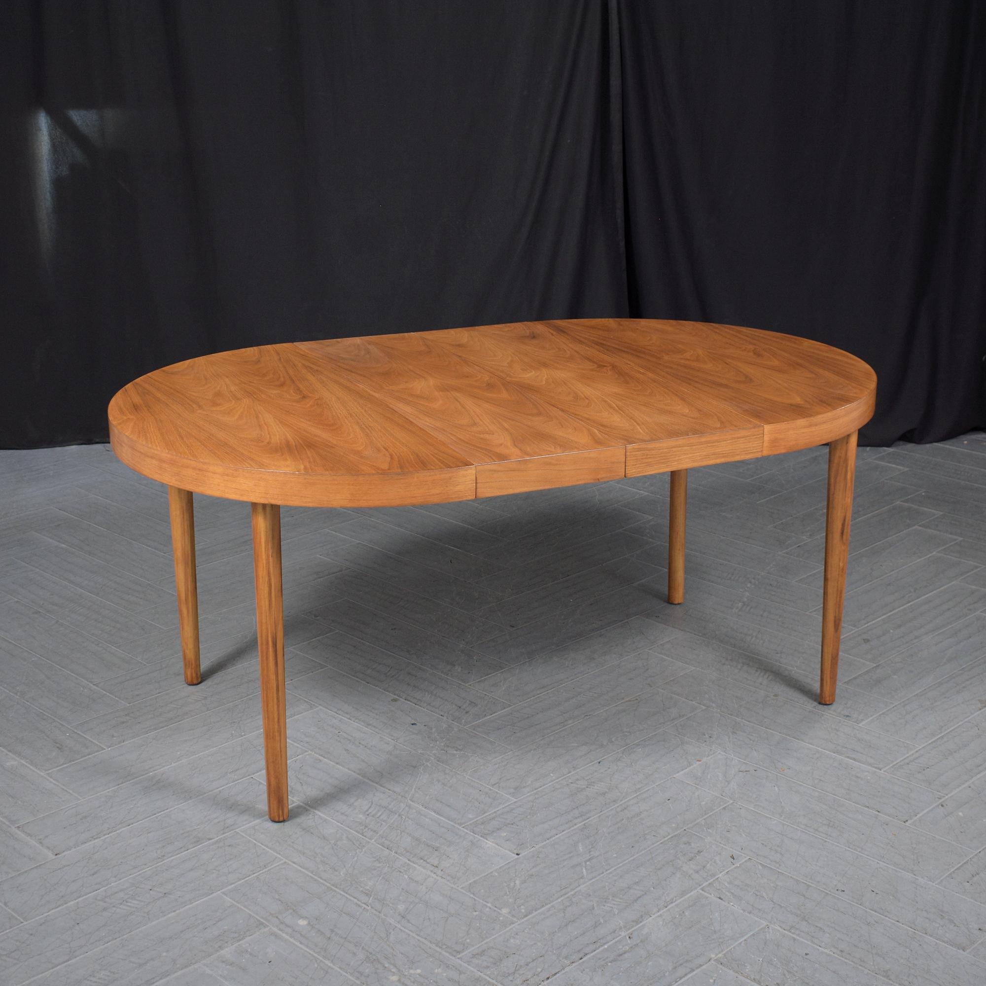 Mid-Century Modern Round Walnut Dining Table - Extendable & Restored 3