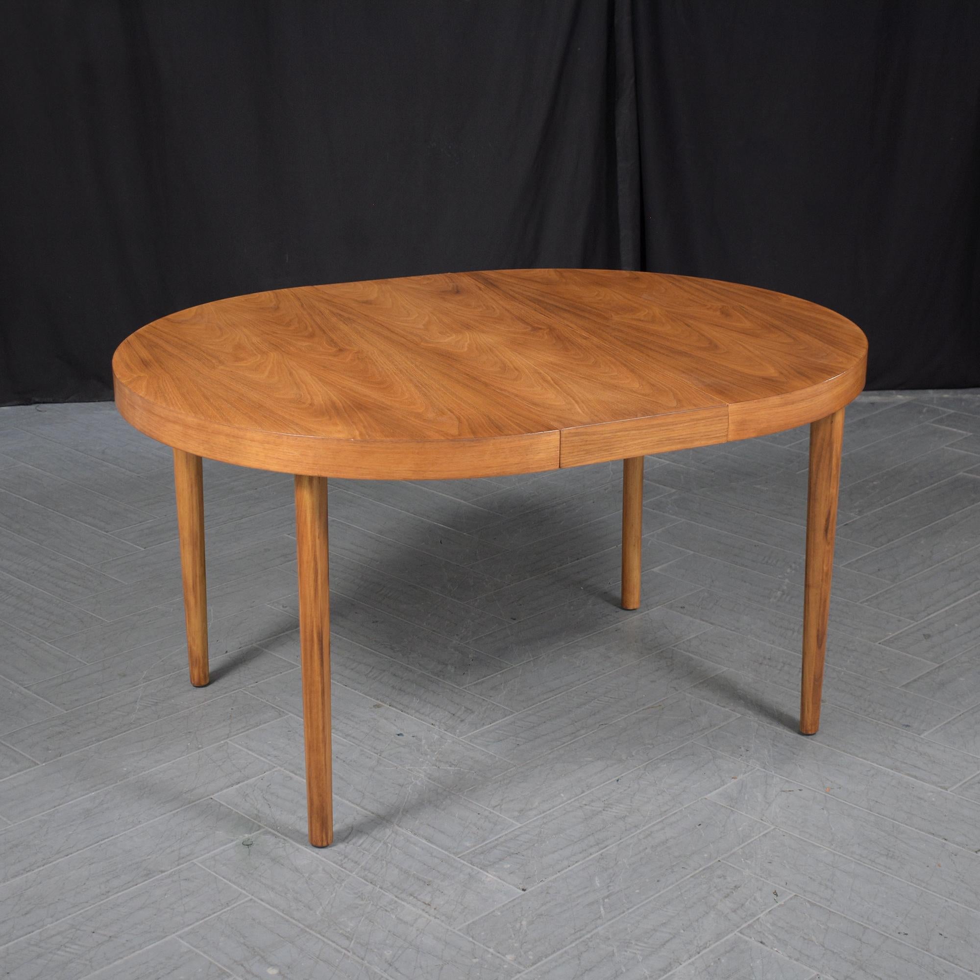 Mid-Century Modern Round Walnut Dining Table - Extendable & Restored 4