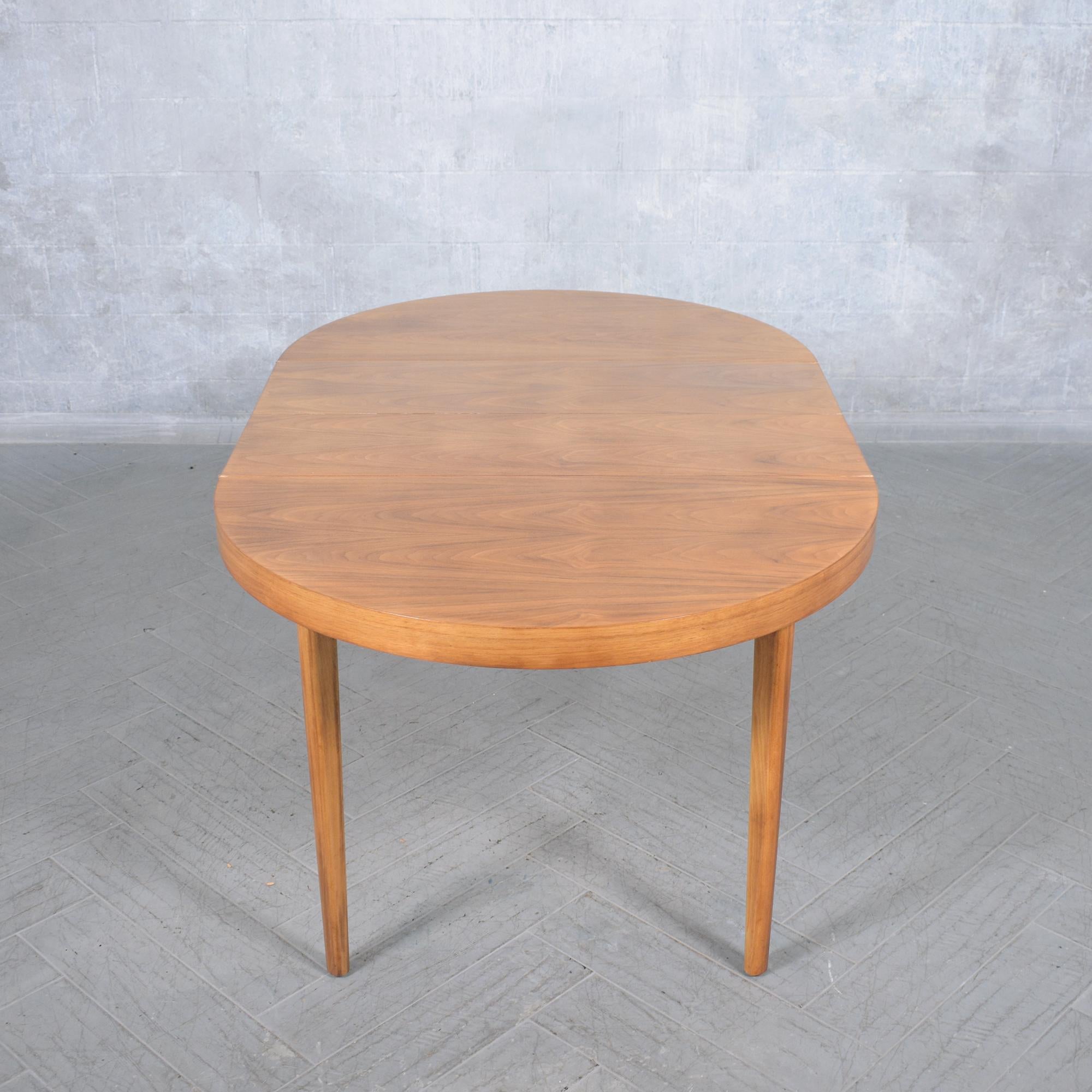 Mid-Century Modern Round Walnut Dining Table - Extendable & Restored 7