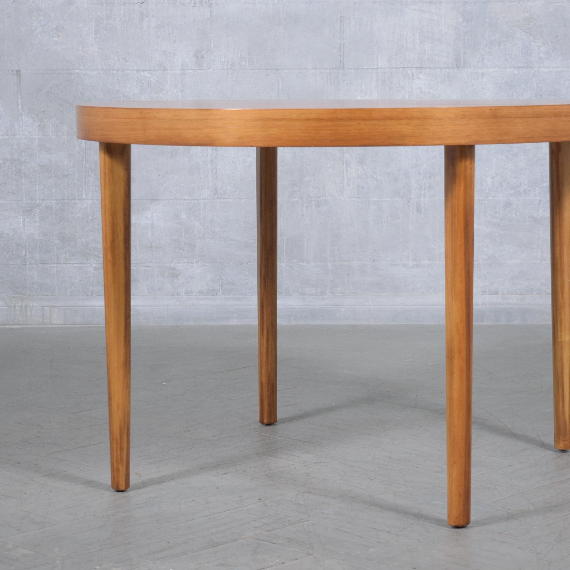 Mid-Century Modern Round Walnut Dining Table - Extendable & Restored 9