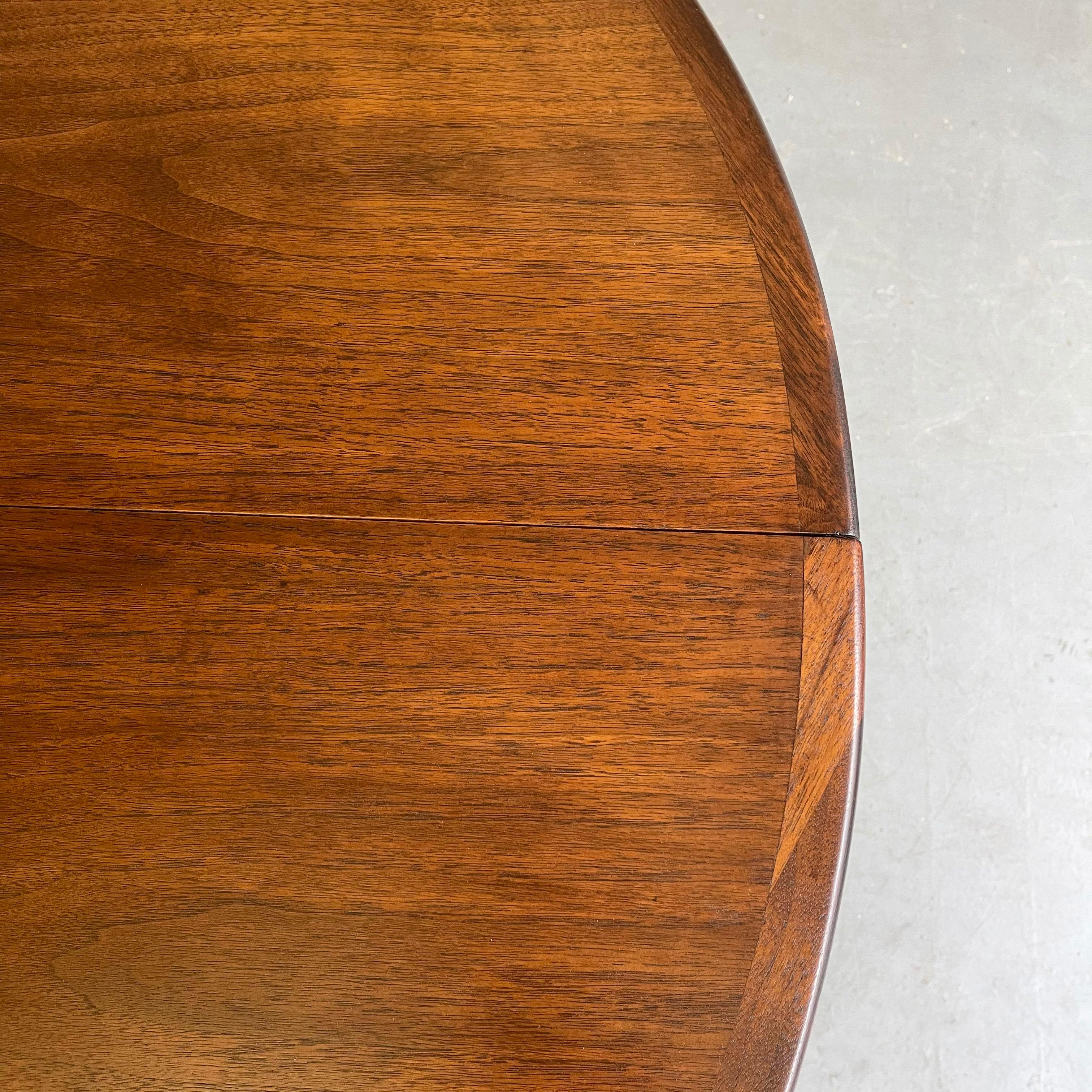 Mid-Century Modern Round Walnut Extension Dining Table 8