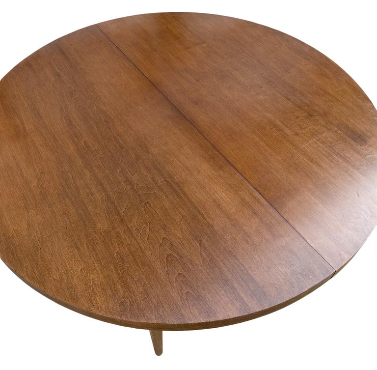 Mid-Century Modern Round Walnut Finish Dining Table by ...