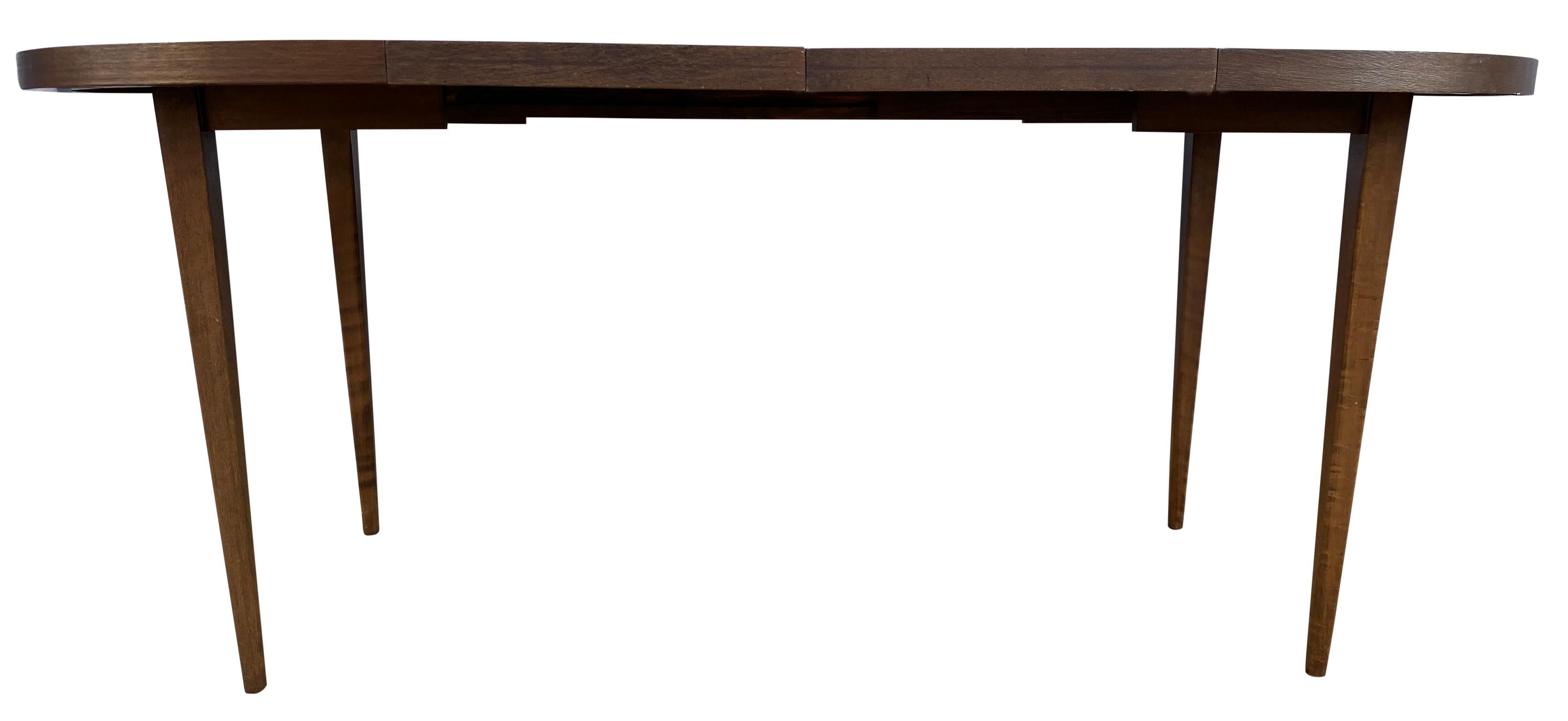 Mid-Century Modern Round Walnut Finish Dining Table by Paul McCobb 2 Leaves 1