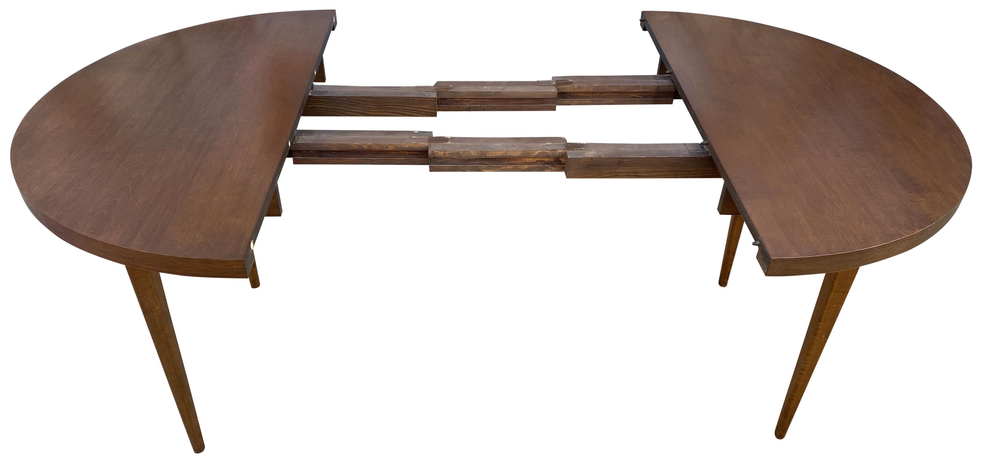 Mid-Century Modern Round Walnut Finish Dining Table by Paul McCobb 2 Leaves 3