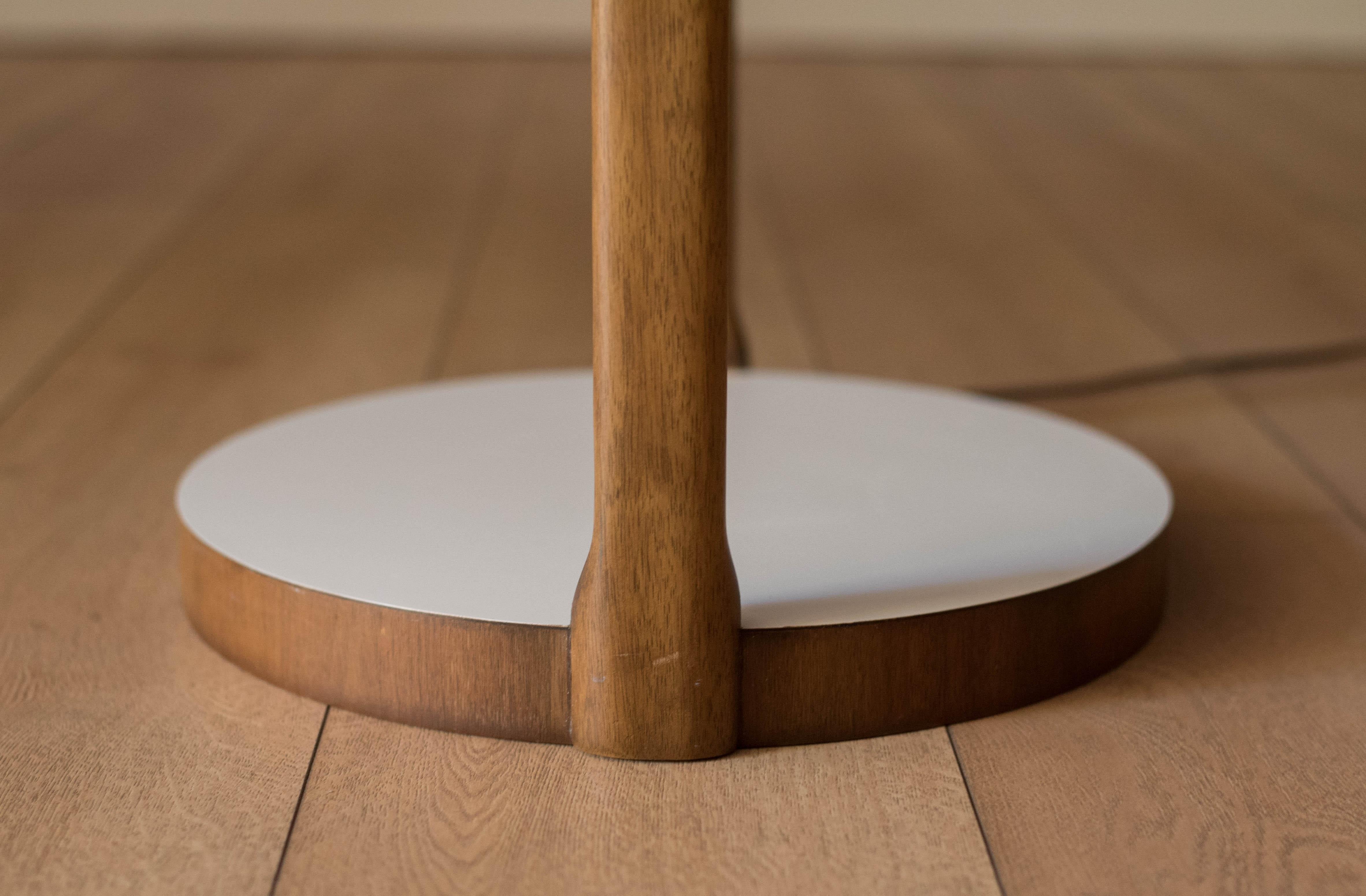 Mid Century Modern Round Walnut Floor Lamp with End Tables by Modeline 5