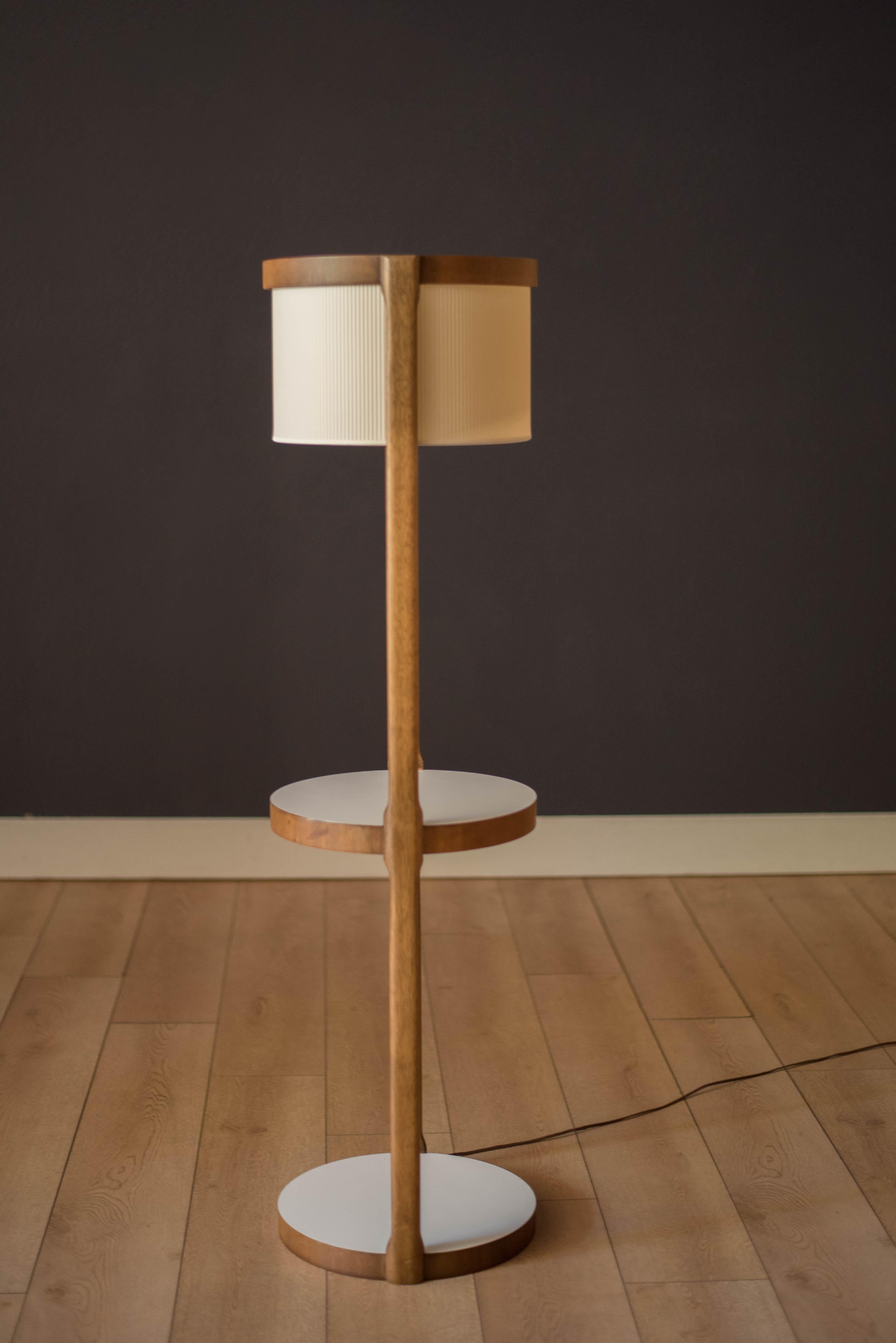 Mid Century Modern Round Walnut Floor Lamp with End Tables by Modeline In Good Condition In San Jose, CA