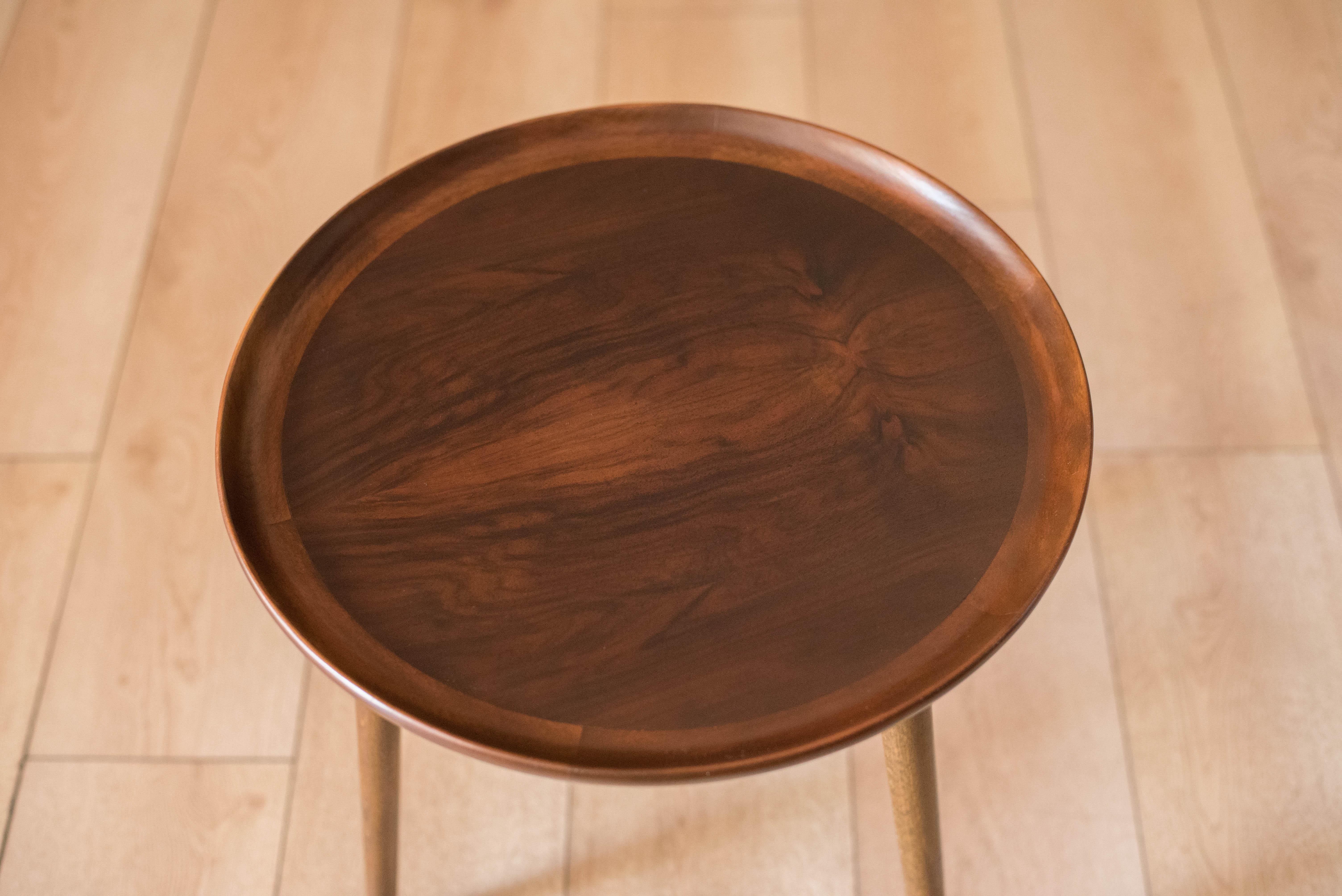 Danish Mid Century Modern Round Walnut Tripod End Table by Anton Kildebergs Møbelfabrik For Sale