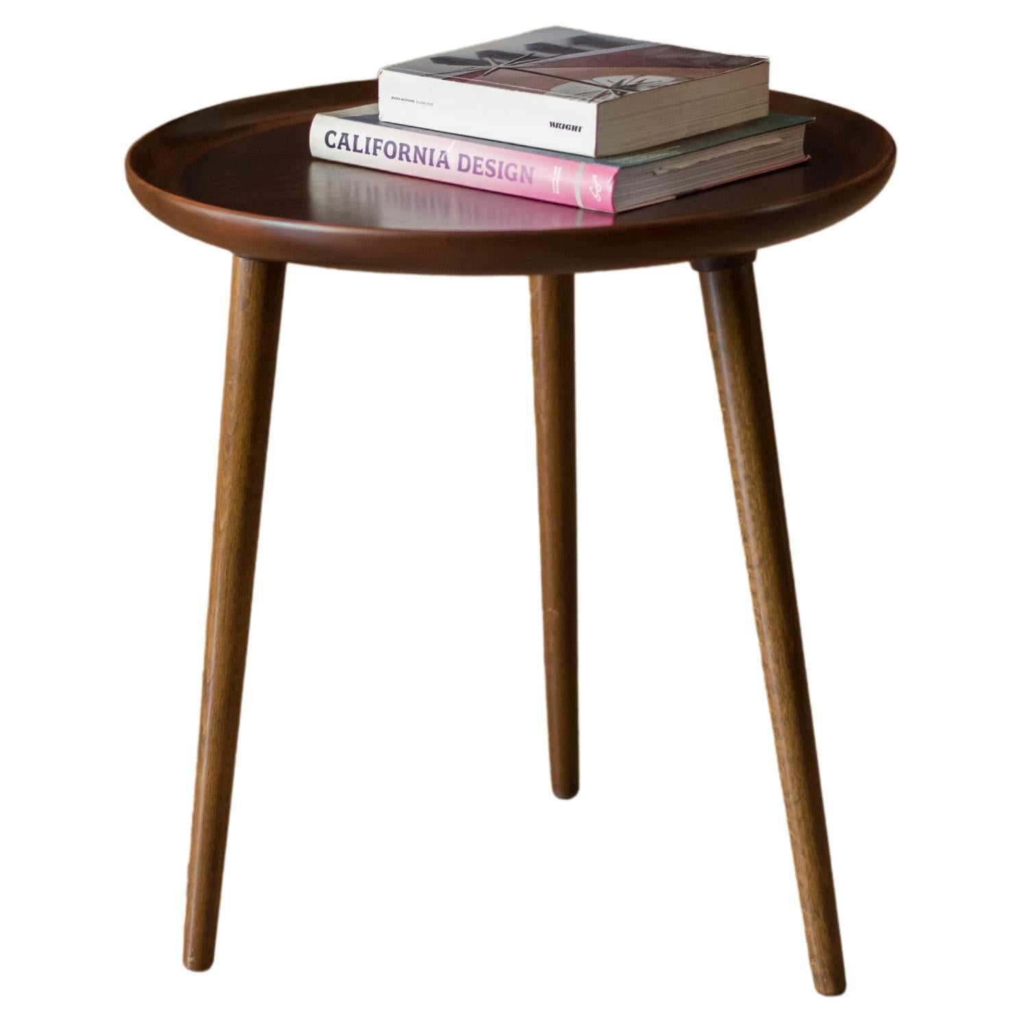 Mid Century Modern Round Walnut Tripod End Table by Anton Kildebergs Møbelfabrik