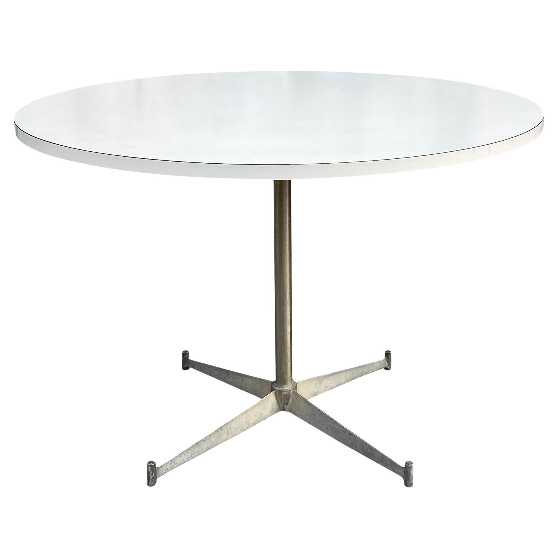 Mid-Century Modern Round White Laminate Dining Table by Paul McCobb