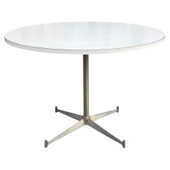 Mid-Century Modern Round White Laminate Dining Table by Paul McCobb