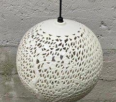 Mid Century Modern Round White Porcelain Pendant Light by Rubens Lighting, Japan