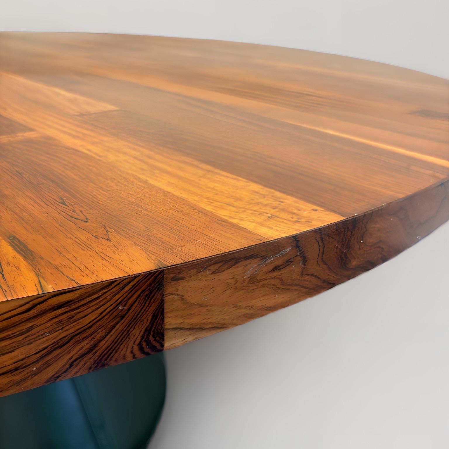 Mid-Century Modern Round Wooden Leather Dining Table by Jorge Zalszupin, 1960s For Sale 3