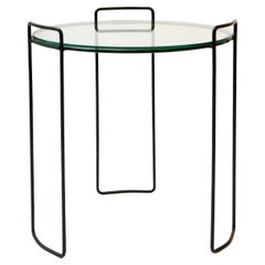 Mid-Century Modern Rounded Glass and Laquered Steel Center Table, Italy, 1970
