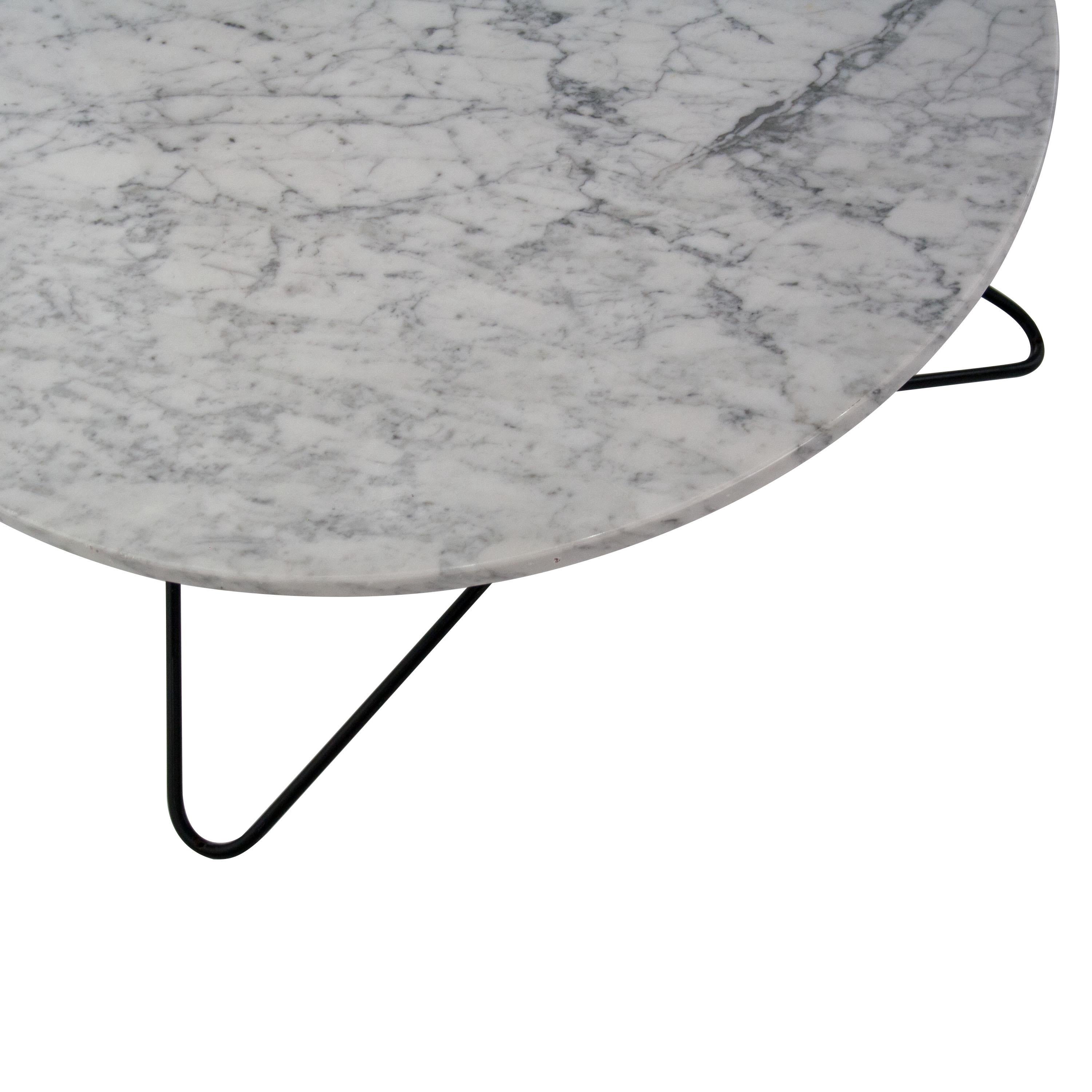 Lacquered Mid-Century Modern Rounded Marble Center Table, Italy, 1950
