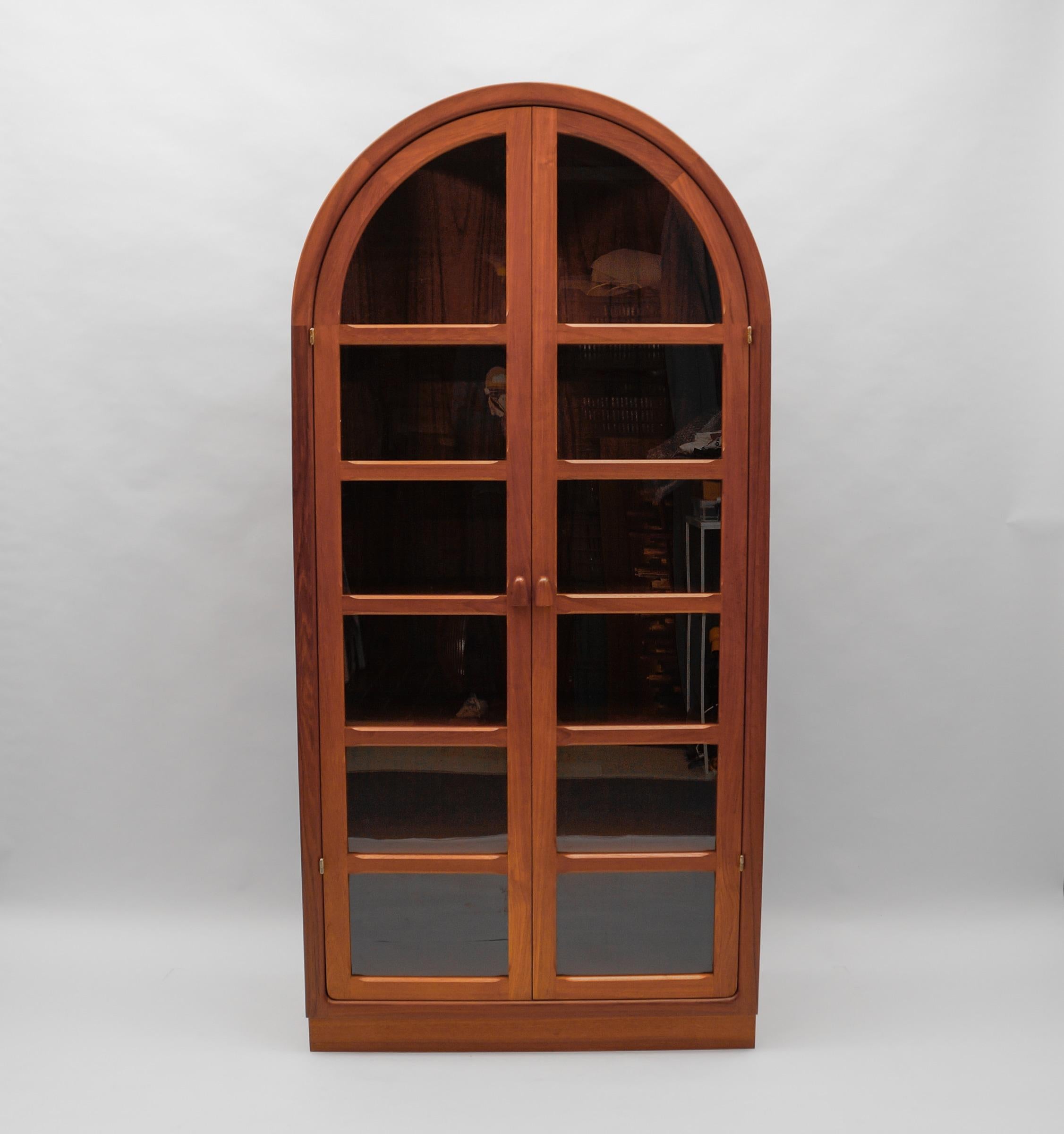 wood mid century arched storage cabinet