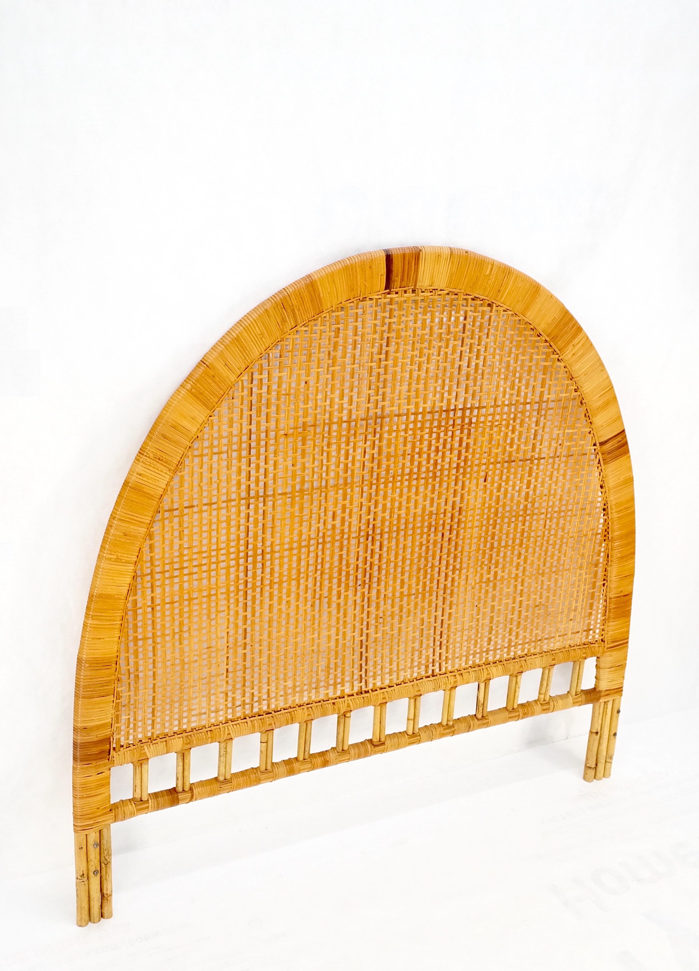 Mid-Century Modern rounded shape rattan cane headboard bed mint!