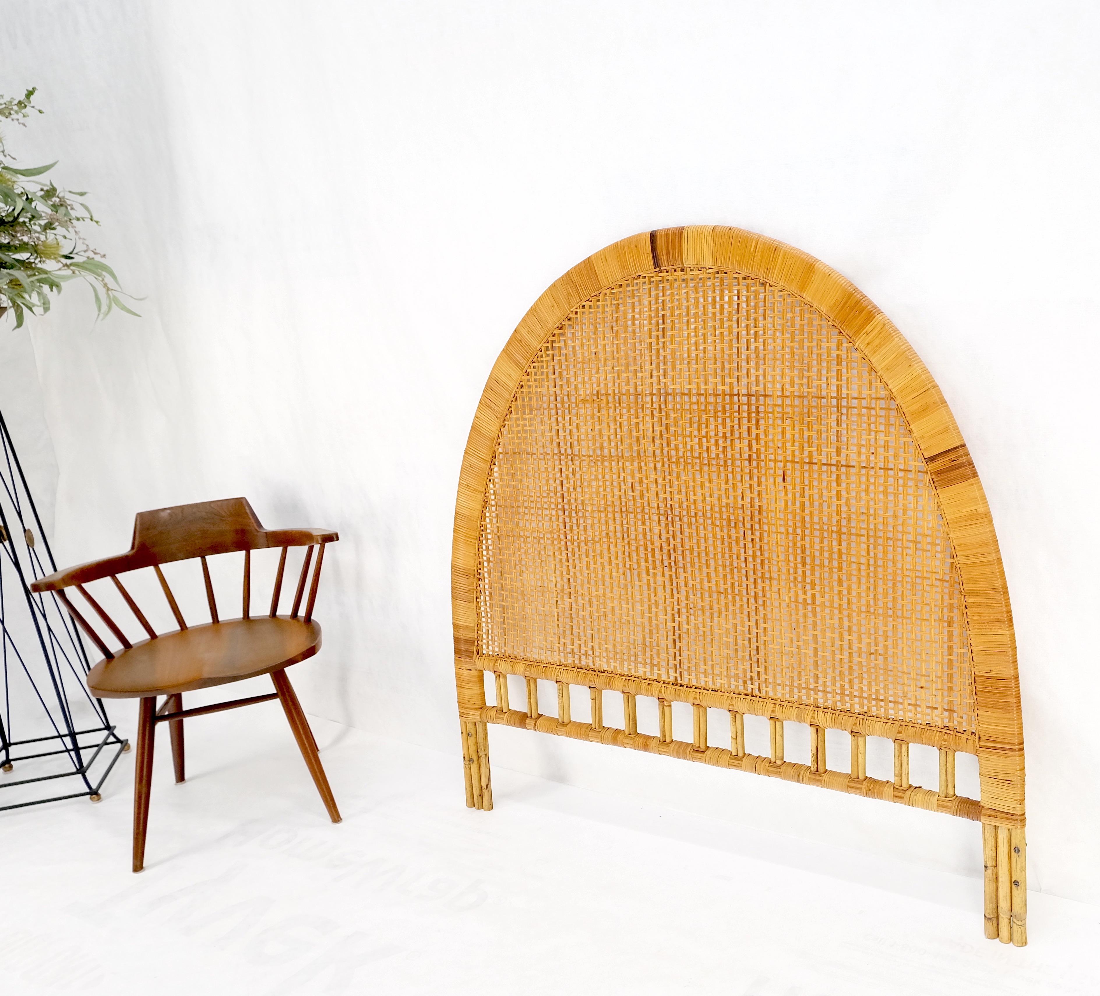 American Mid-Century Modern Rounded Shape Rattan Cane Headboard Bed Mint! For Sale