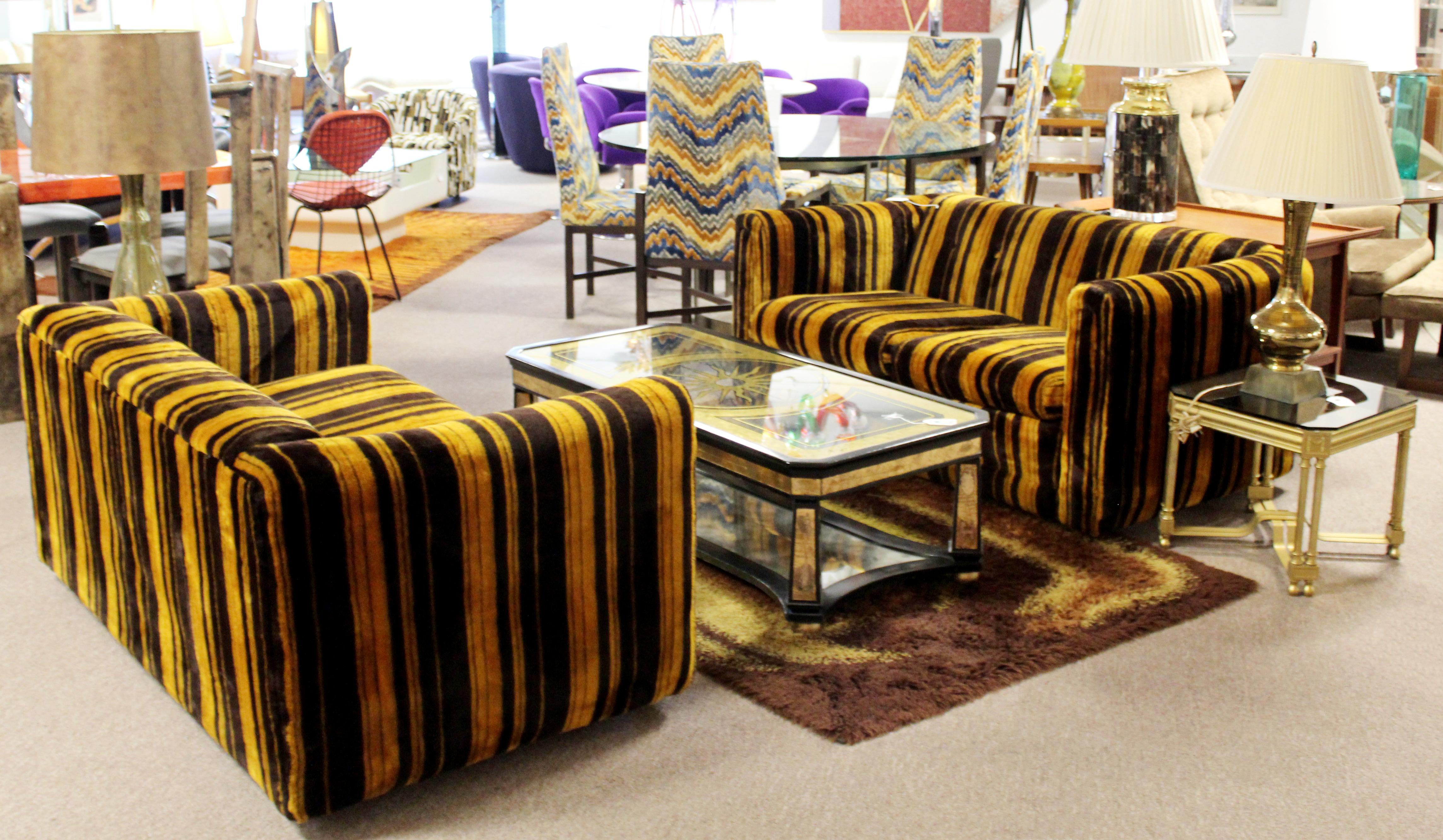 Mid-Century Modern Rowe Pair of Tufted Sofas Loveseats Baughman Era, 1970s 6