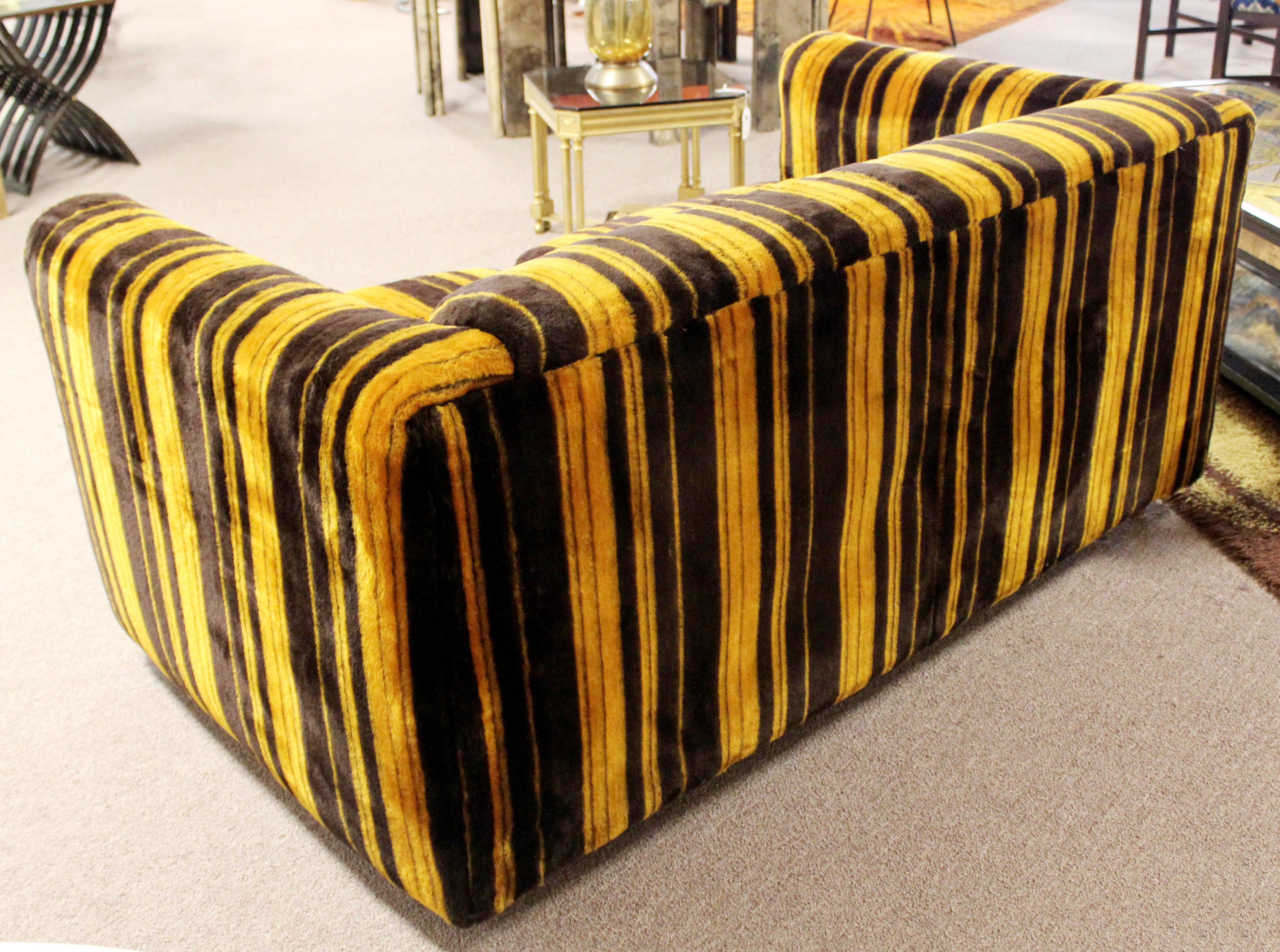 Upholstery Mid-Century Modern Rowe Pair of Tufted Sofas Loveseats Baughman Era, 1970s