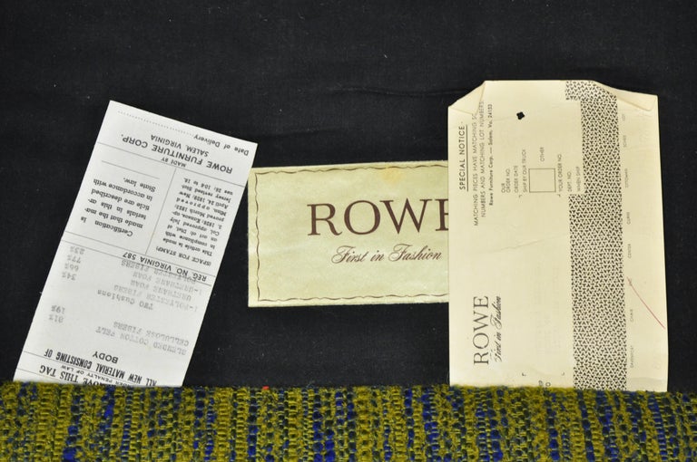 Mid-Century Modern Rowe Walnut Lounge Club Chair Original Green Blue Fabric For Sale 5