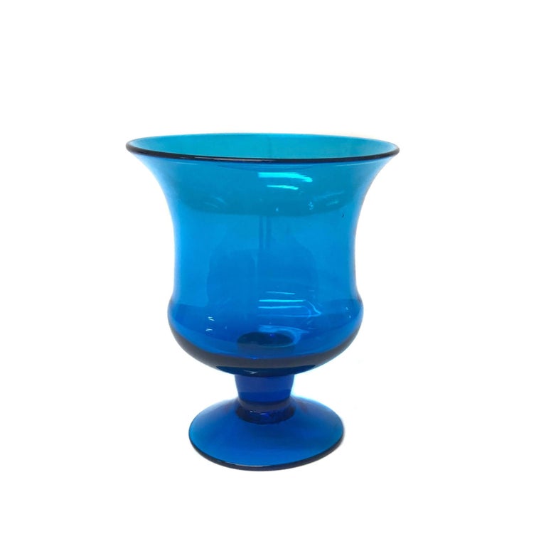 MidCentury Modern Royal Blue Art Glass Vase For Sale at 1stDibs