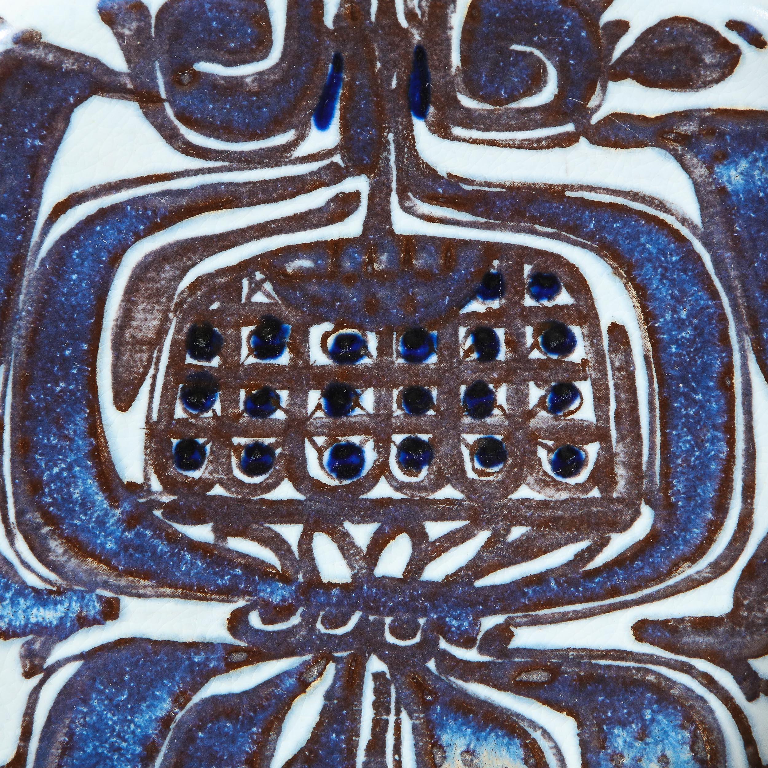 Danish Mid-Century Modern Royal Copenhagen Stylized Blue Thistle Decorative Dish