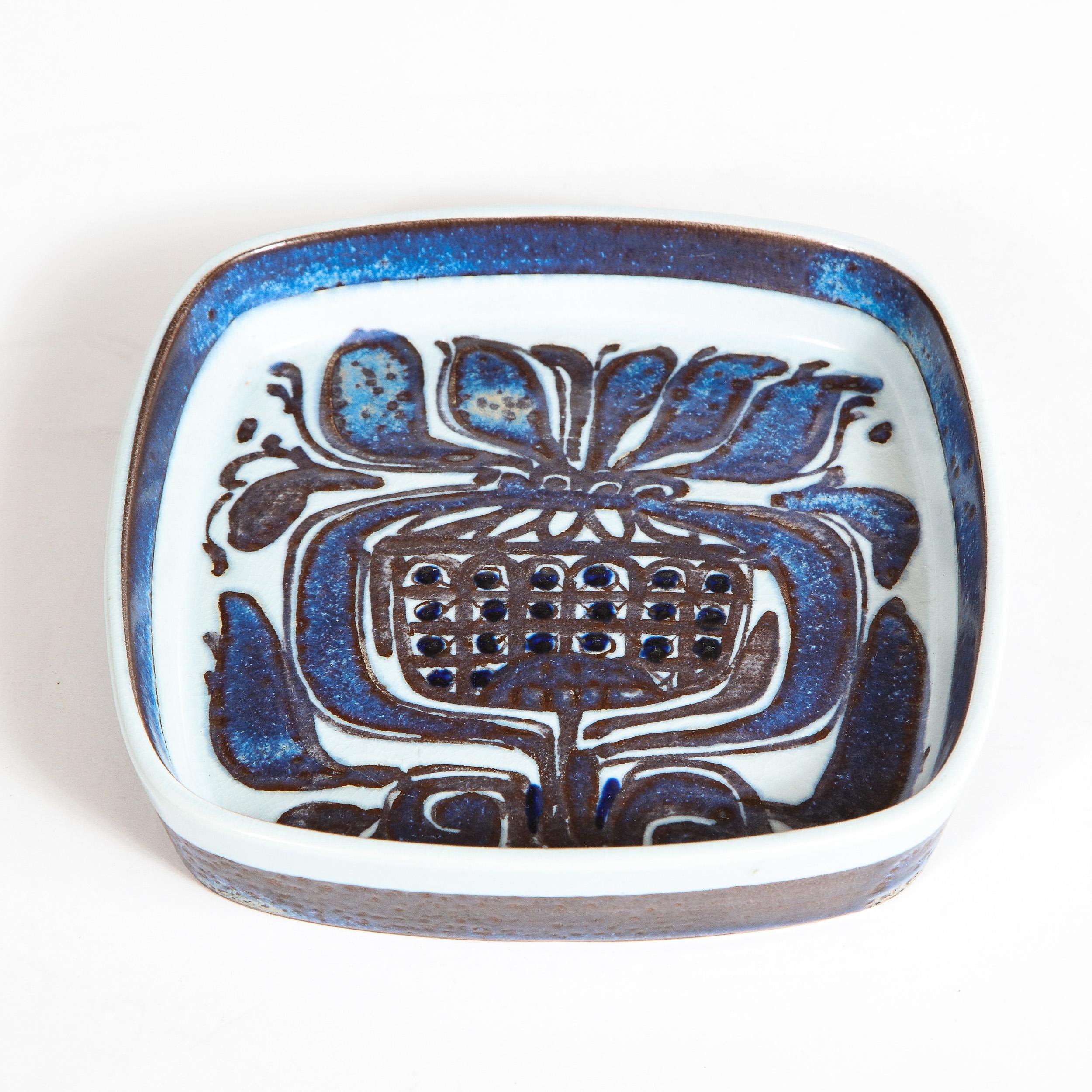 Mid-20th Century Mid-Century Modern Royal Copenhagen Stylized Blue Thistle Decorative Dish