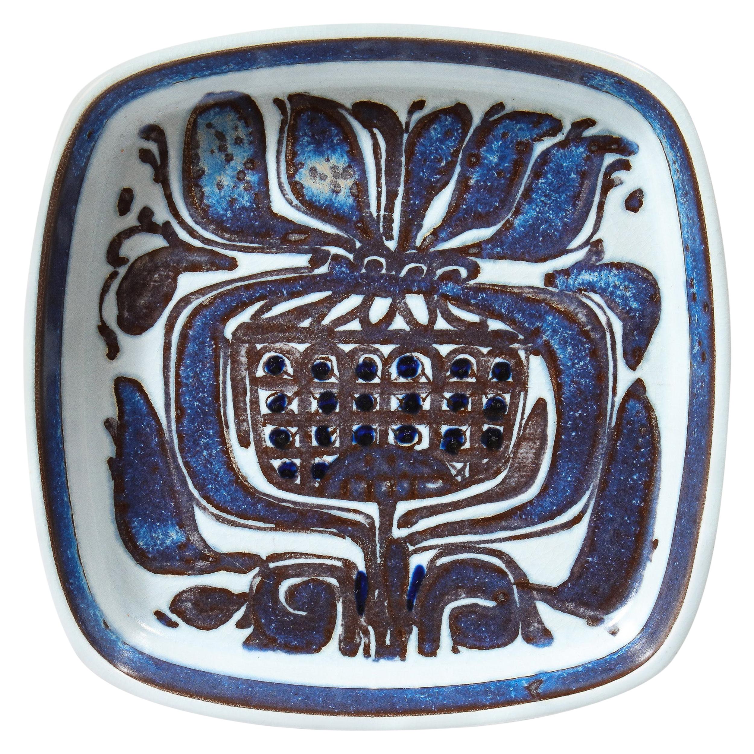 Mid-Century Modern Royal Copenhagen Stylized Blue Thistle Decorative Dish