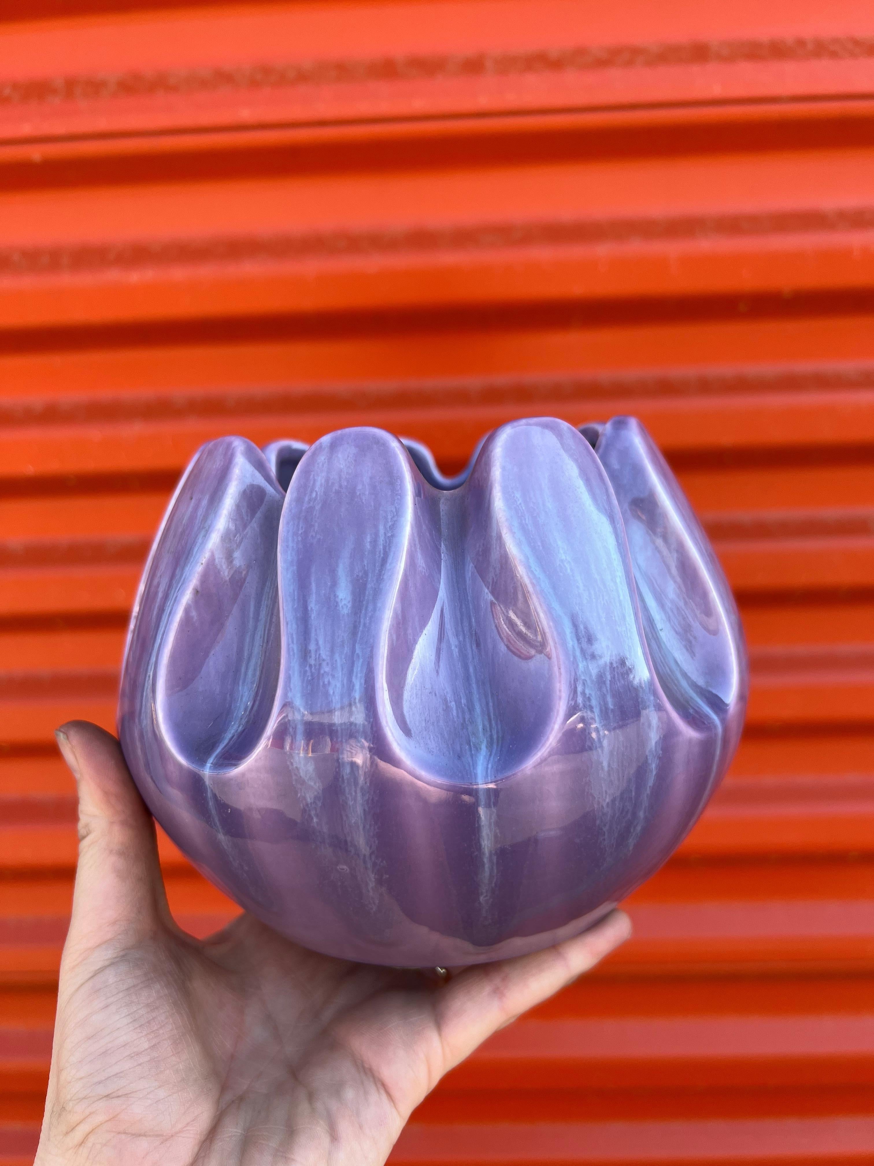 Mid-20th Century Mid Century Modern Royal Haeger Ceramic Purple Vase/Serving Bowl