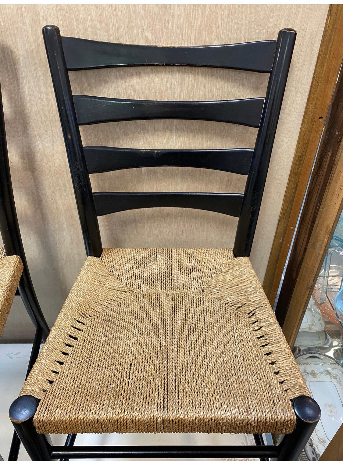 Mid-Century Modern Royal Sweden Woven Rope Dining Chairs, Set of 4 In Good Condition For Sale In San Carlos, CA