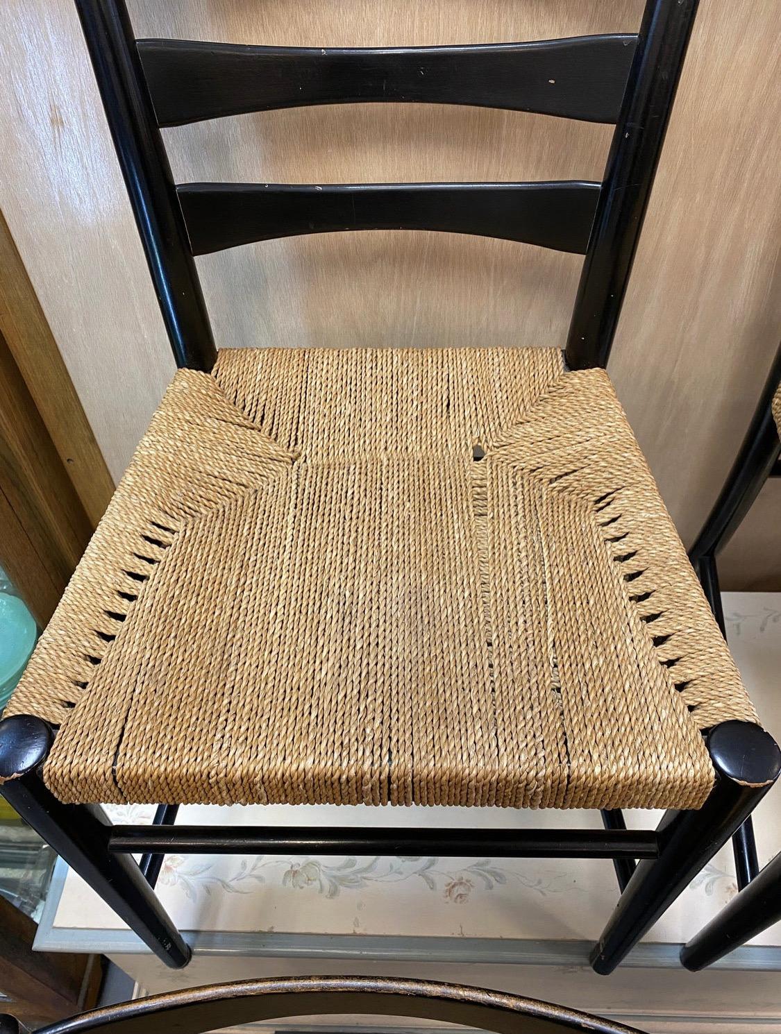 Royal Sweden Gewebte Seil-Esszimmerstühle – 4er-Set, Mid-Century Modern im Zustand „Gut“ im Angebot in San Carlos, CA