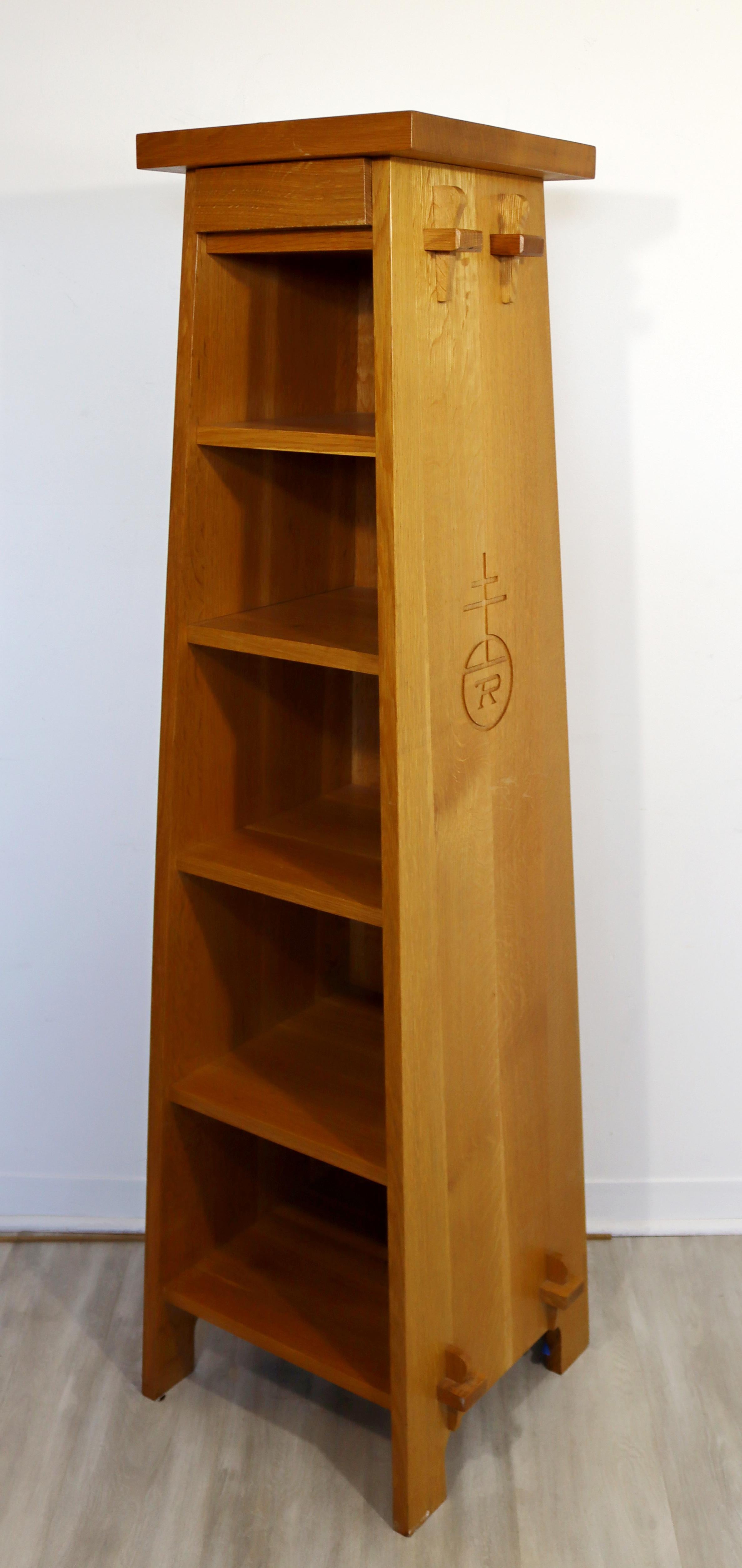 Wood Mid-Century Modern Roycroft Asian Style Tall Shelving Unit Bookcase & Magazine
