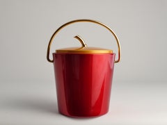 Mid-Century Modern Ruby Red and Gold Ice Bucket by Luxium, France, 1970s