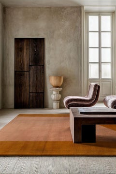 Mid-century Modern Rug Minimal Geometric Pattern Pink Blush, Red Brown